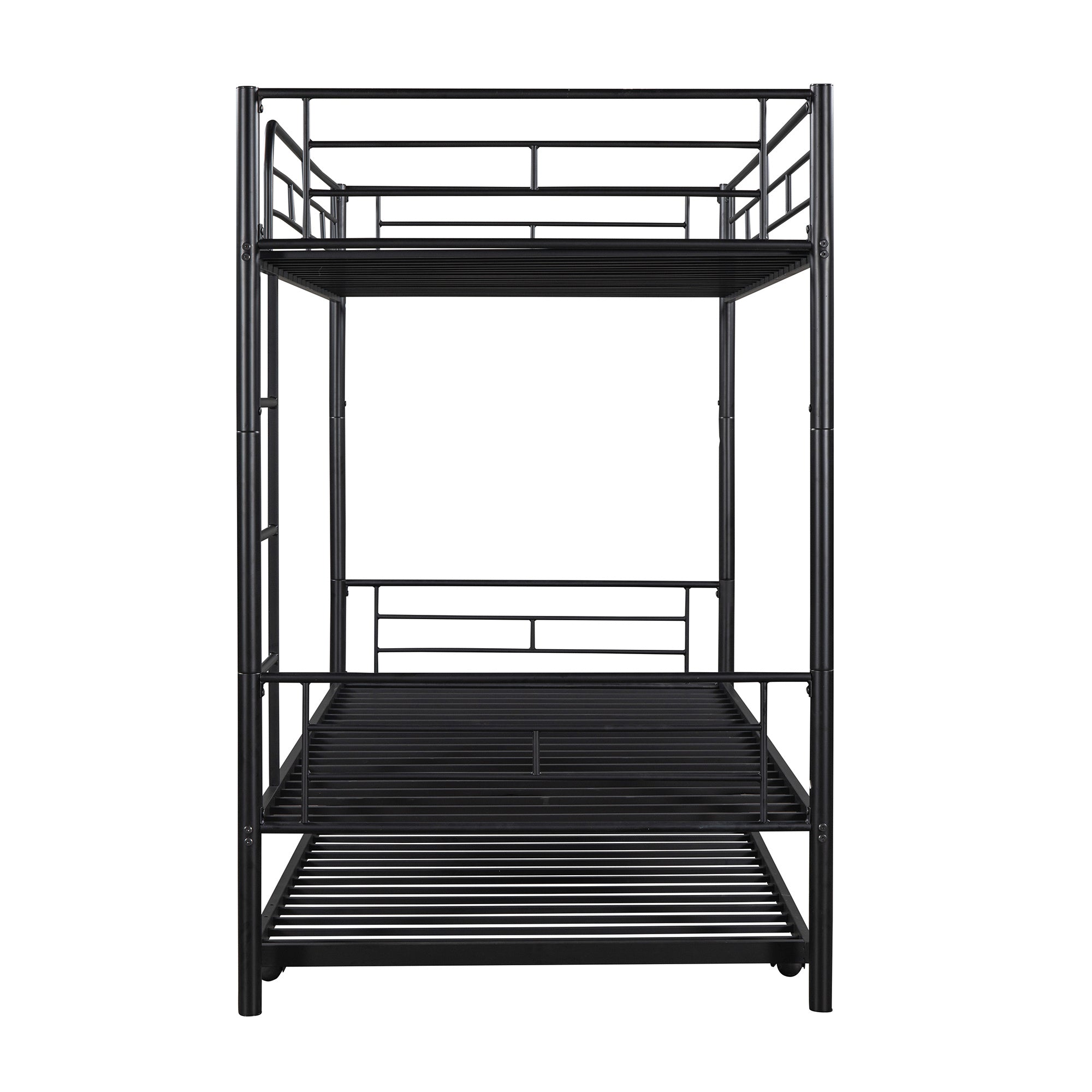 Twin-Over-Twin Metal Bunk Bed With Trundle,Can be Divided into two beds,No Box Spring needed