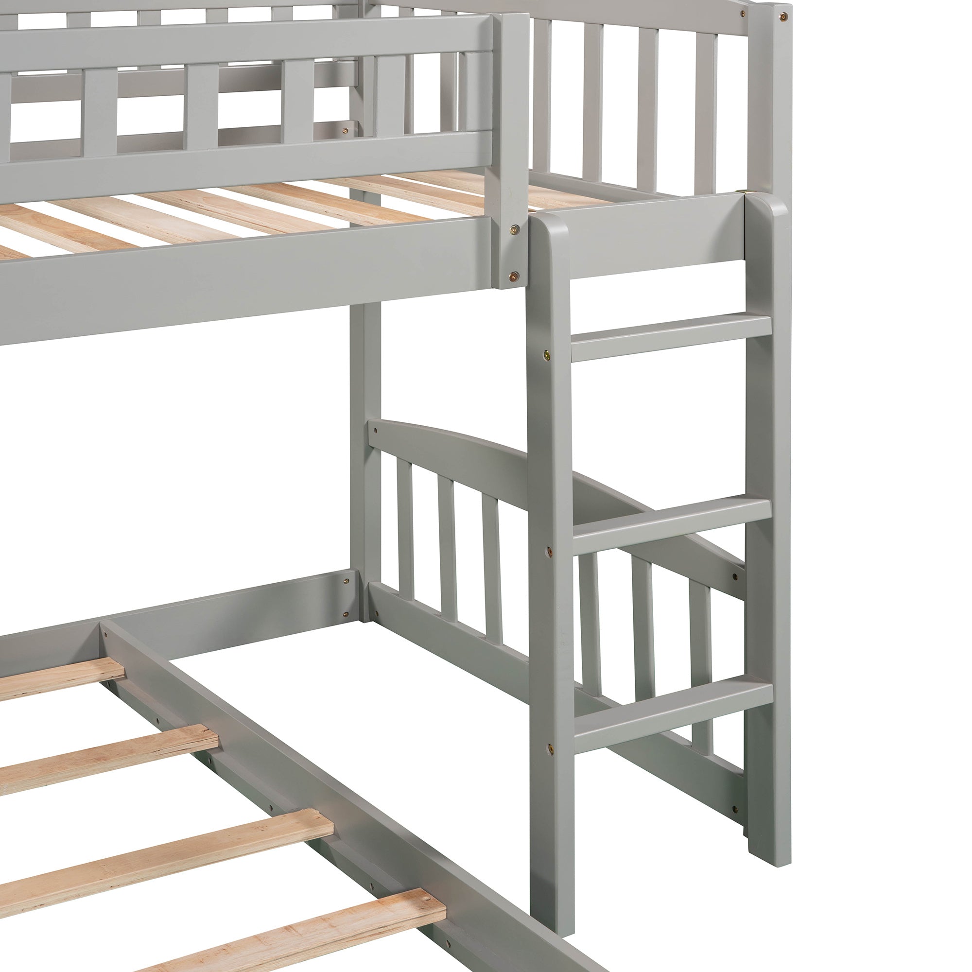 Stairway Twin over Twin Bunk Bed with Two Drawers and Slide