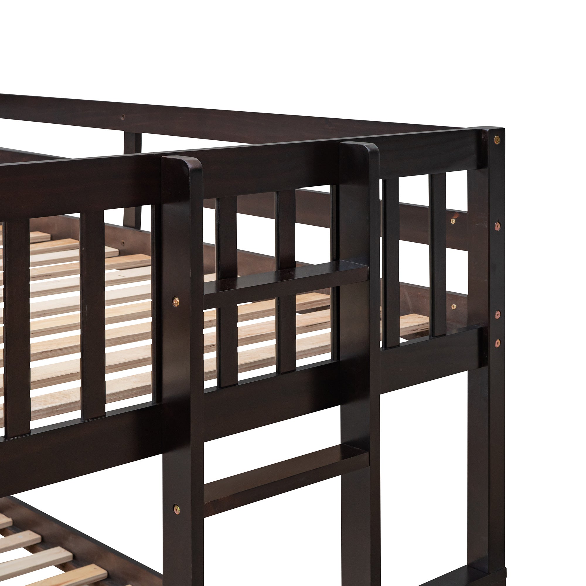 Twin-Over-Full Bunk Bed with Twin size Trundle ;  Separable Bunk Bed with Drawers for Bedroom