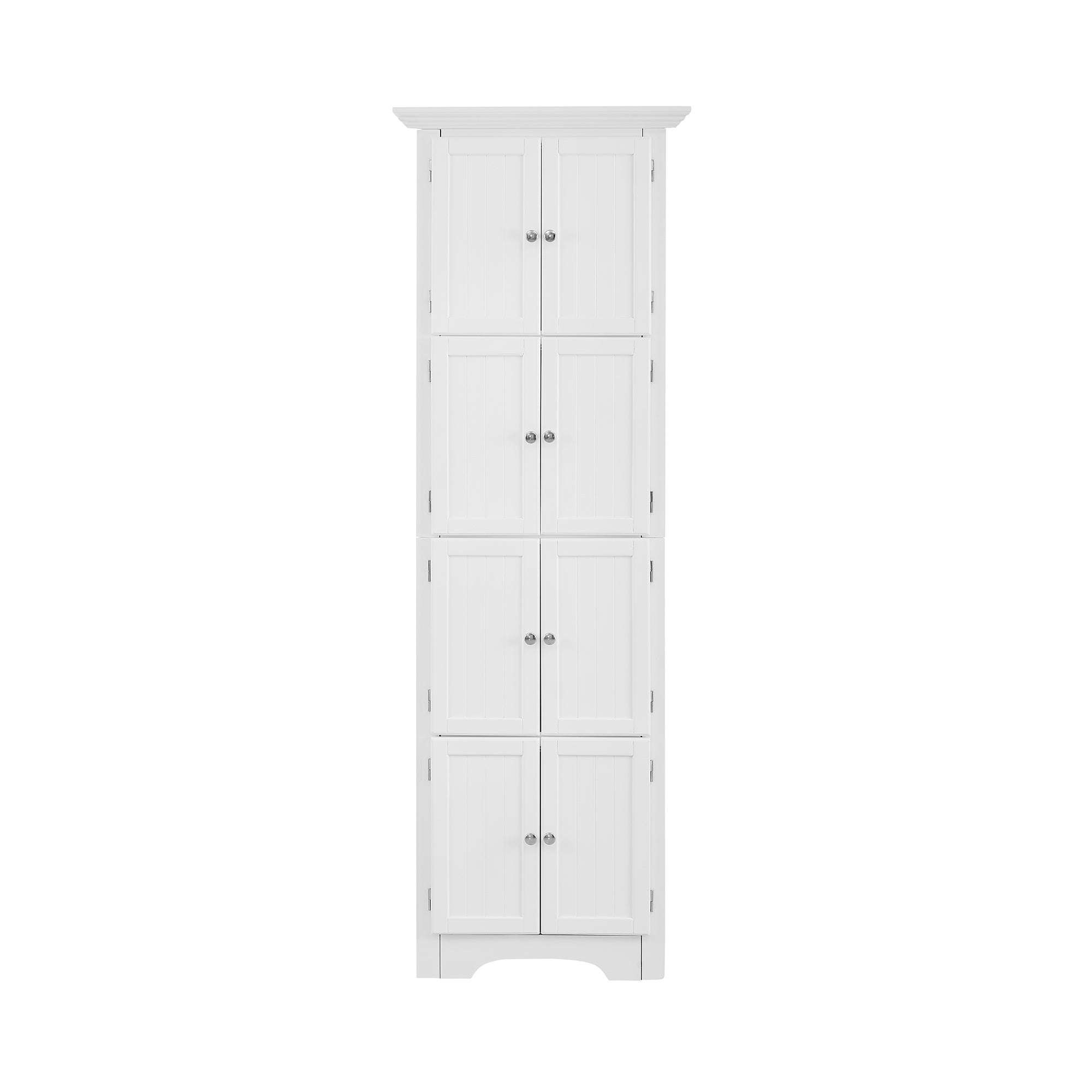 Tall Storage Cabinet with Doors and 4 Shelves for Living Room, Kitchen, Office, Bedroom, Bathroom, Modern, White