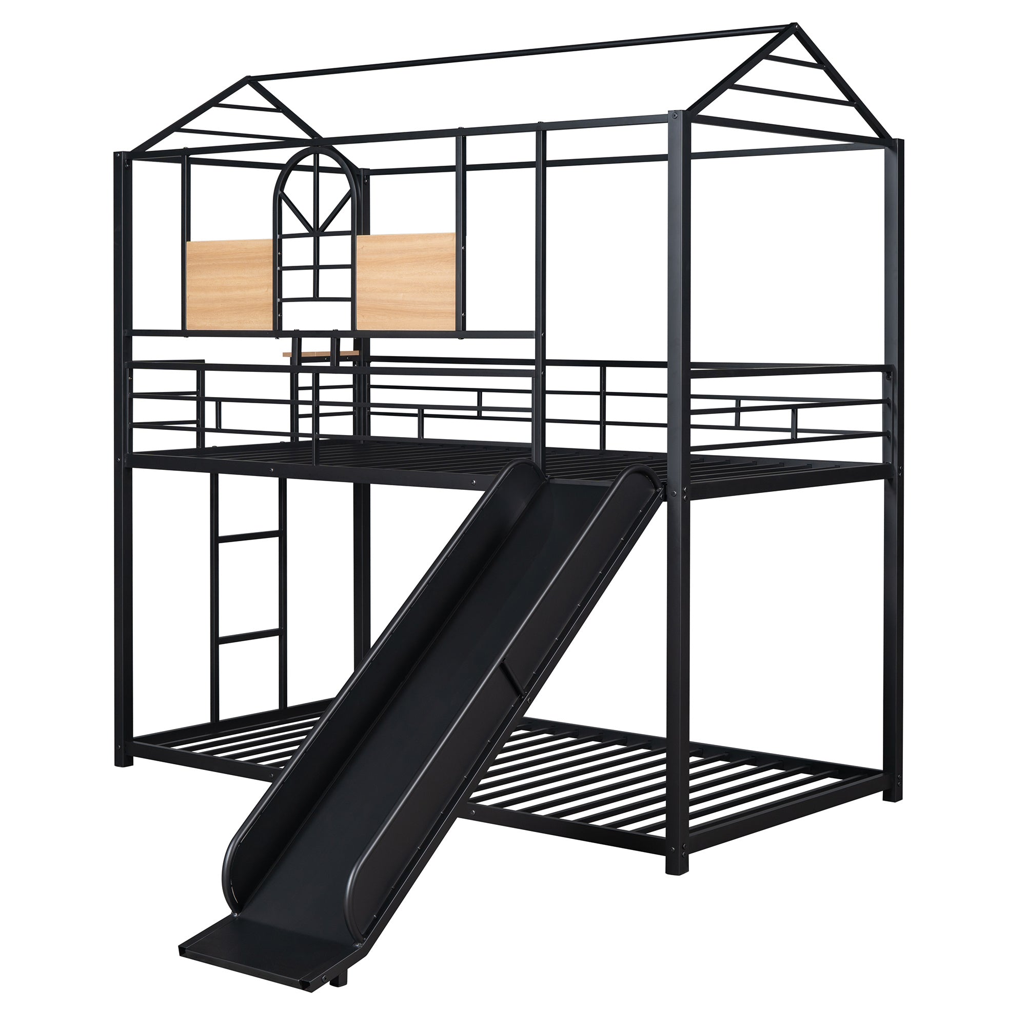 Twin Over Twin Metal Bunk Bed ,Metal Housebed With Slide