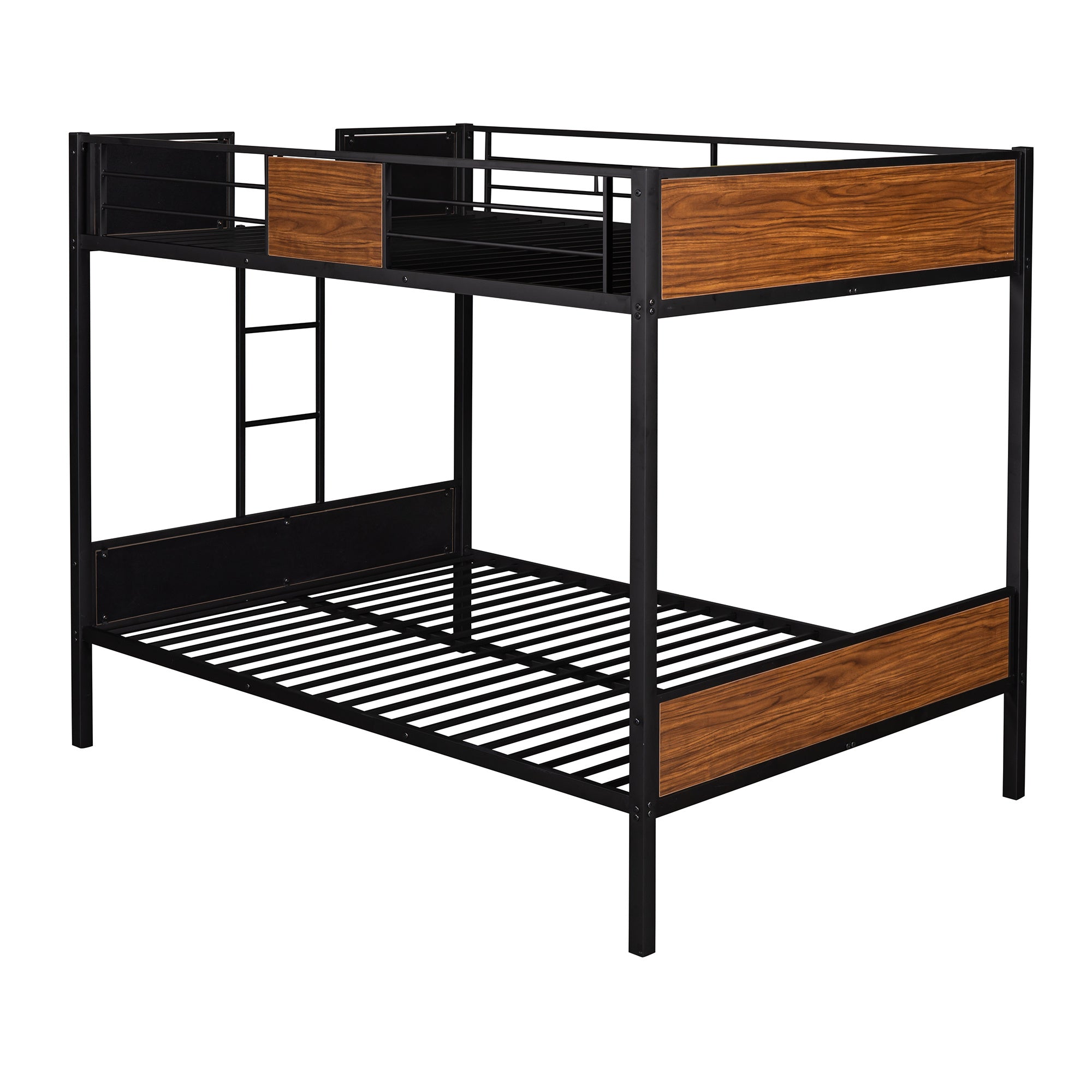 Full-Over-Full Bunk Bed Modern Style Steel Frame Bunk Bed With Safety Rail, Built-In Ladder For Bedroom, Dorm, Boys, Girls, Adults