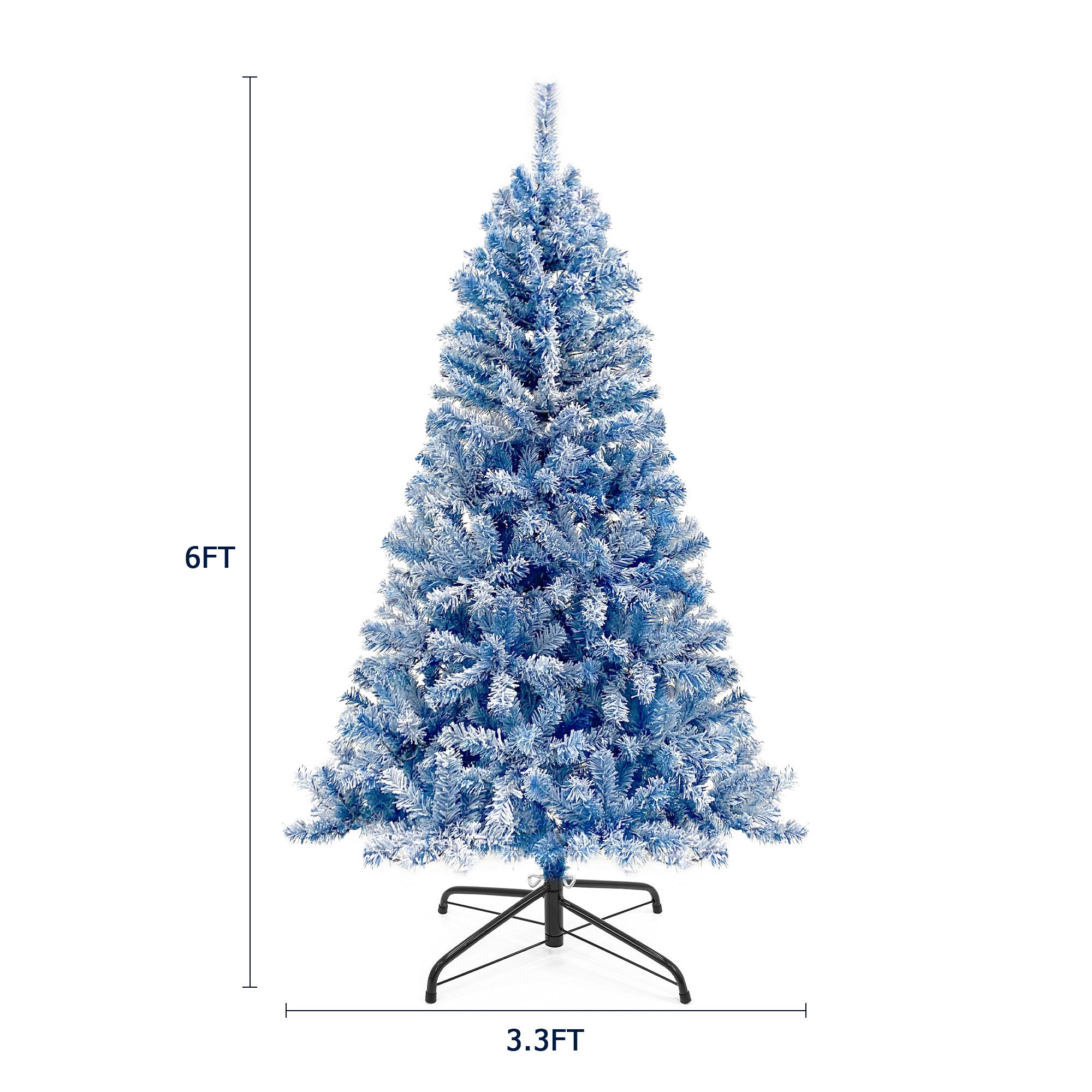 6FT Pre-Lit Hinged Artificial Fir Chritmas Tree, Xmas Tree Snow Flocked Artificial Holiday Christmas Tree w/750 Branch Tips X-mas