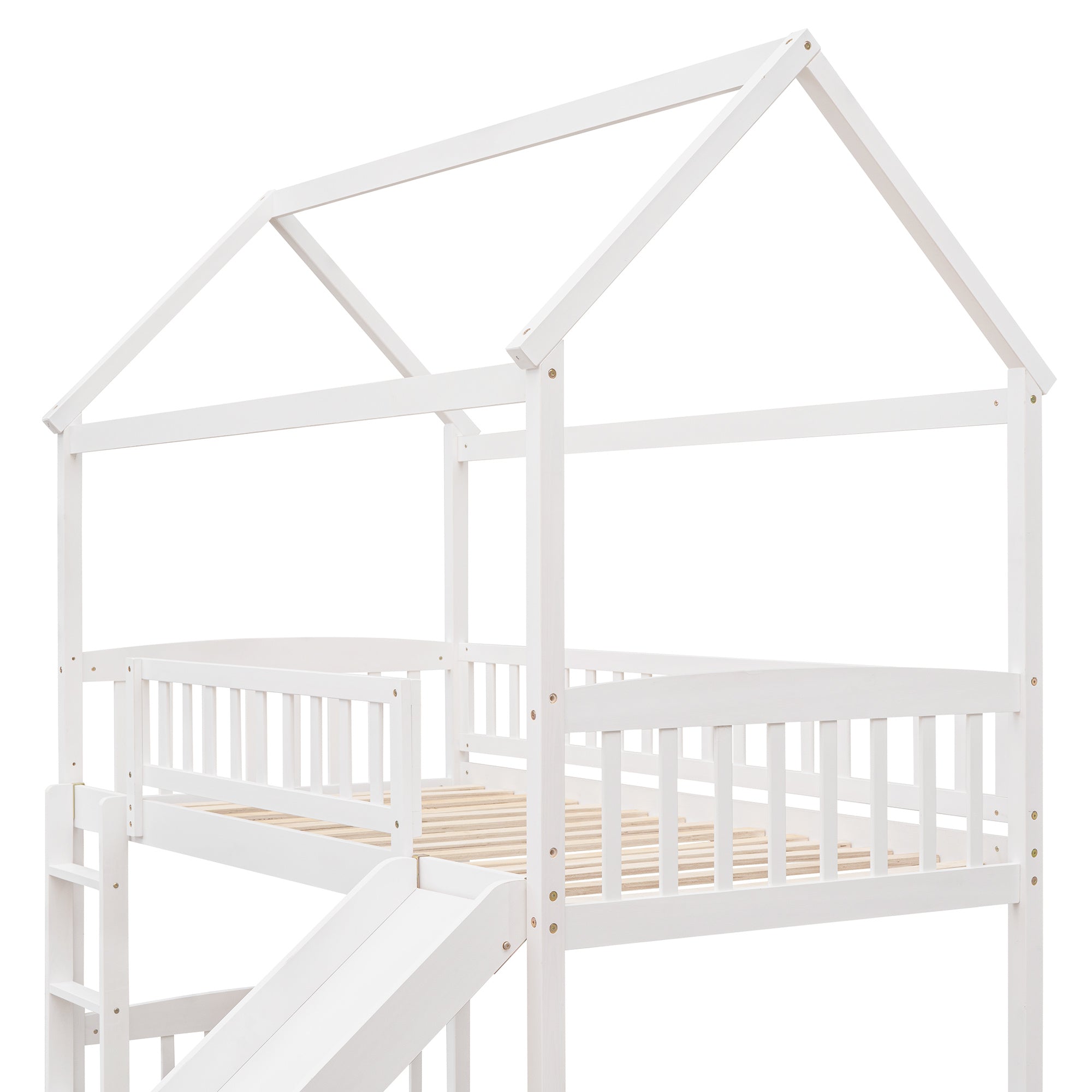 Twin Loft Bed with Slide;  House Bed with Slide