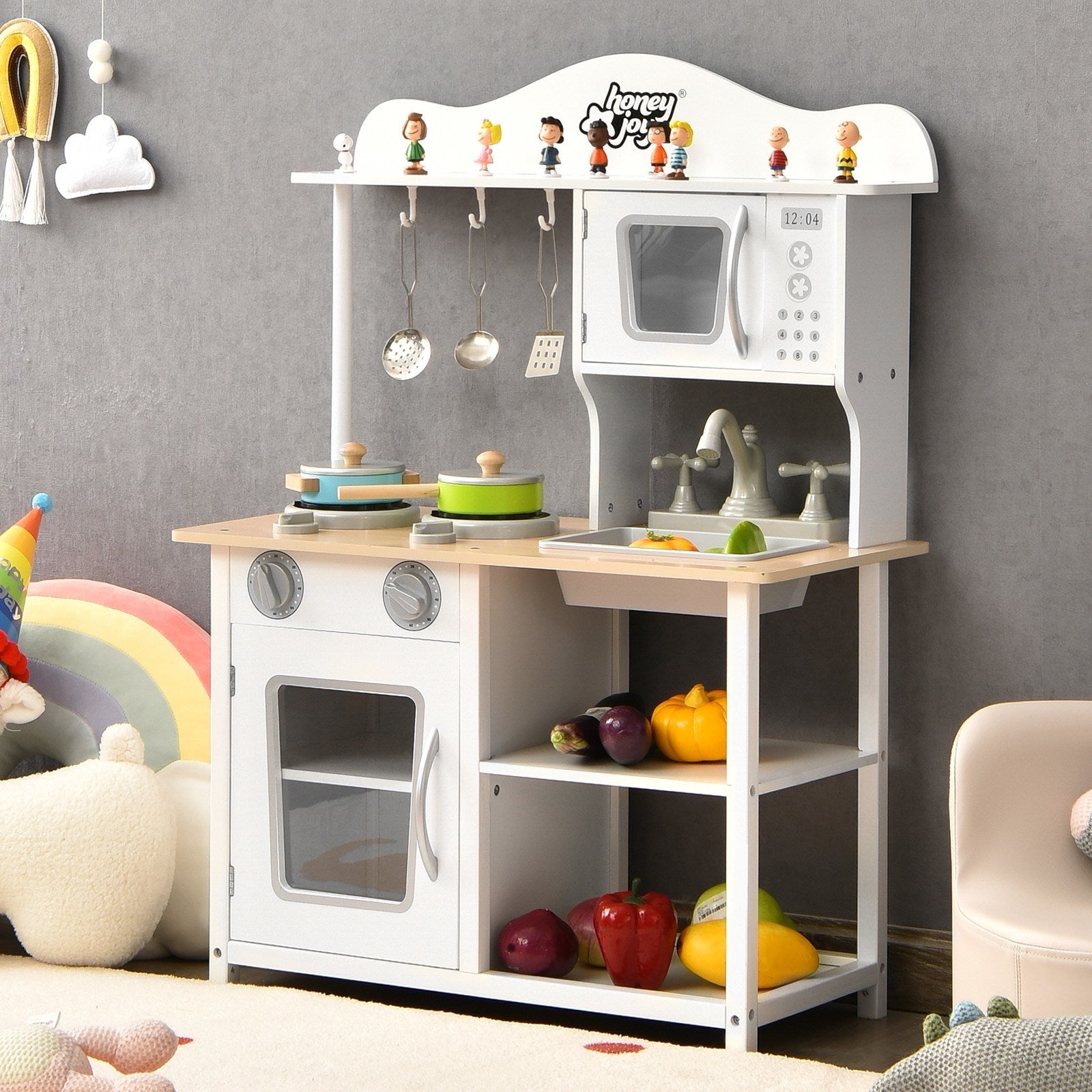 Immerse Your Child in Creative Play with a Wooden Kitchen Set – Complete with Accessories and Sink!