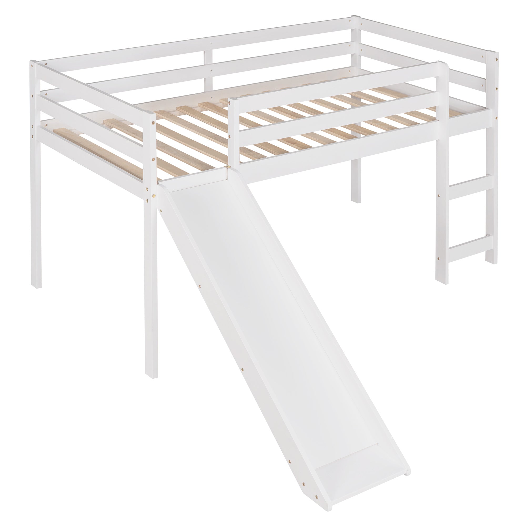 Loft Bed with Slide;  Multifunctional Design;  Twin