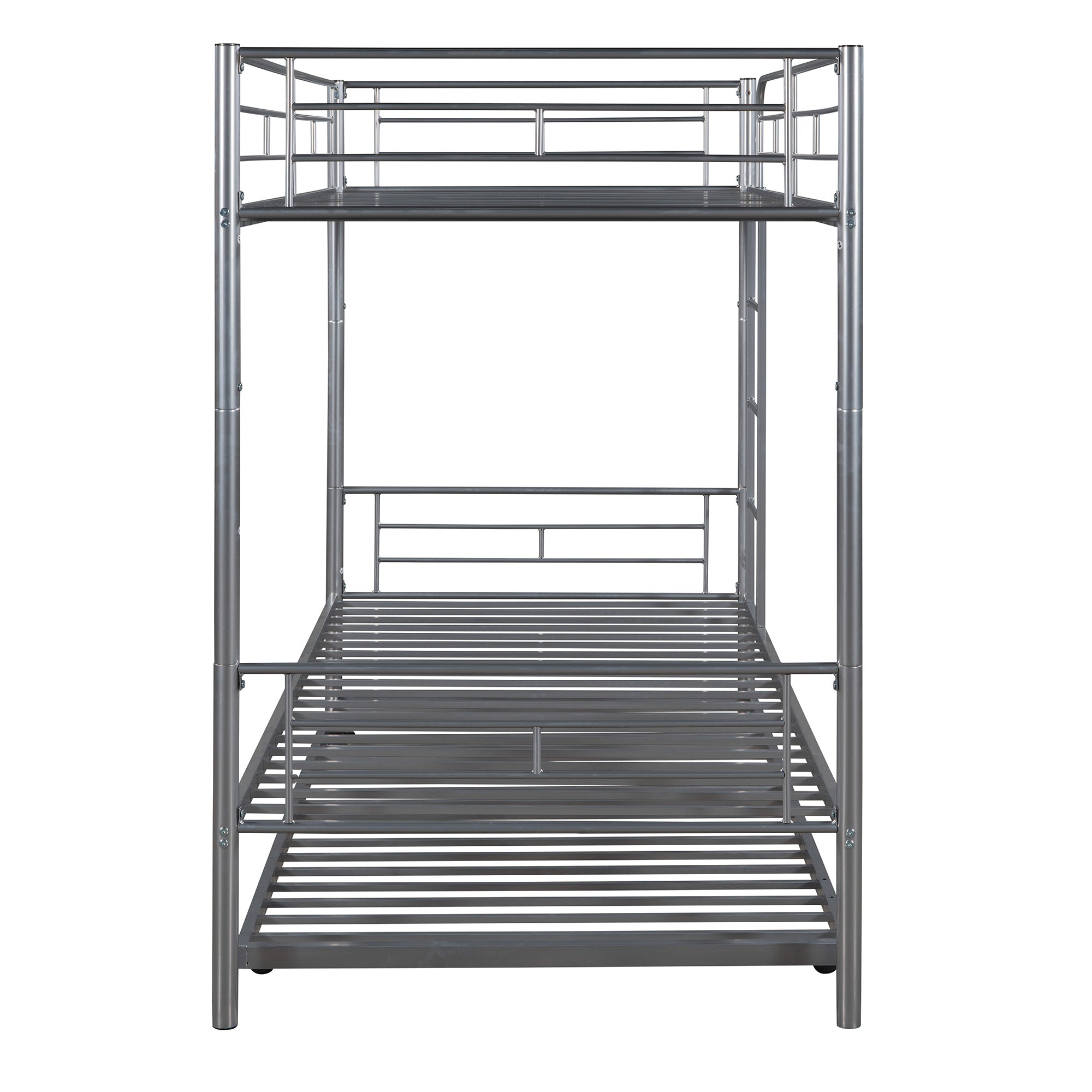 Twin-Over-Twin Metal Bunk Bed With Trundle,Can be Divided into two beds,No Box Spring needed