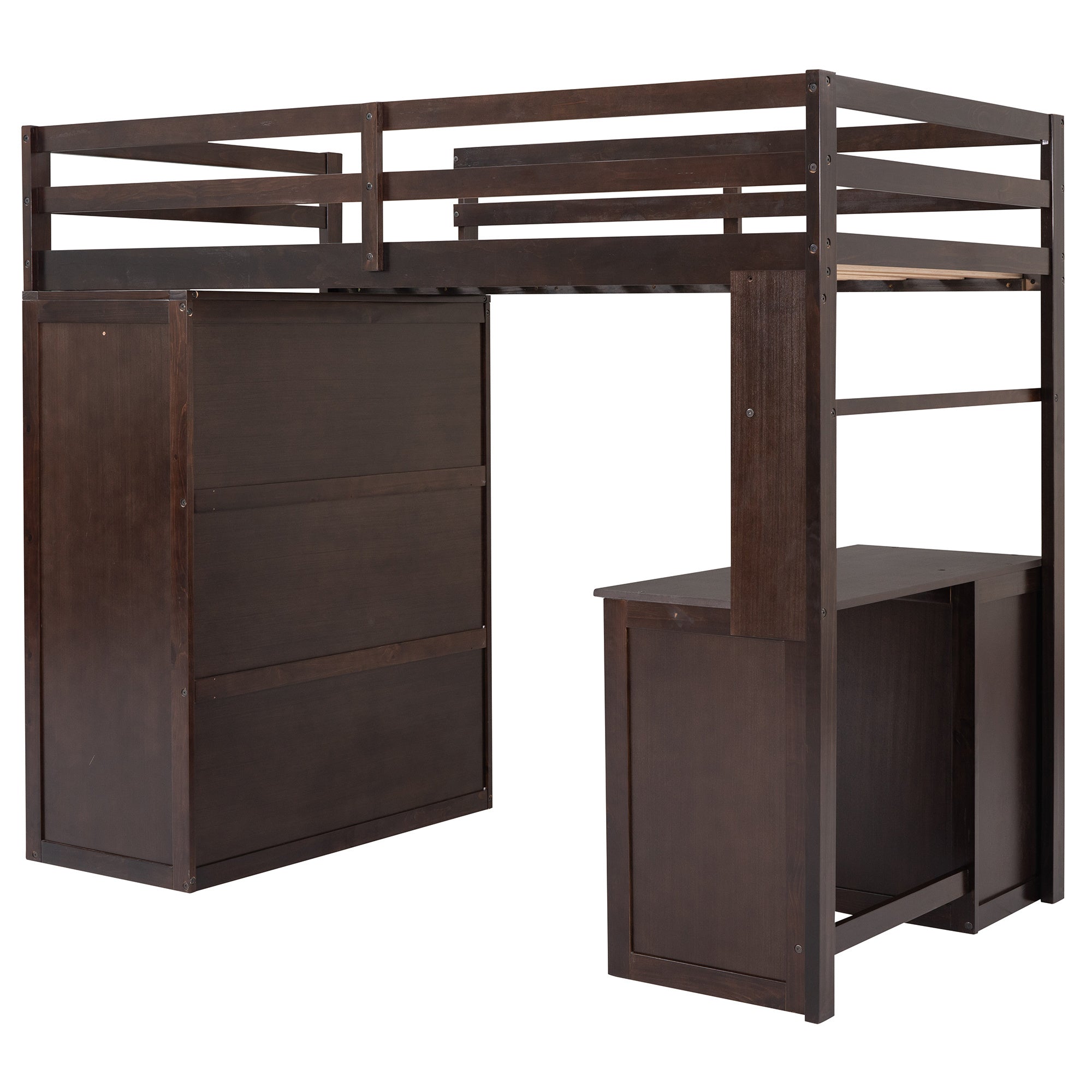 Twin size Loft Bed with Drawers,Desk,and Wardrobe