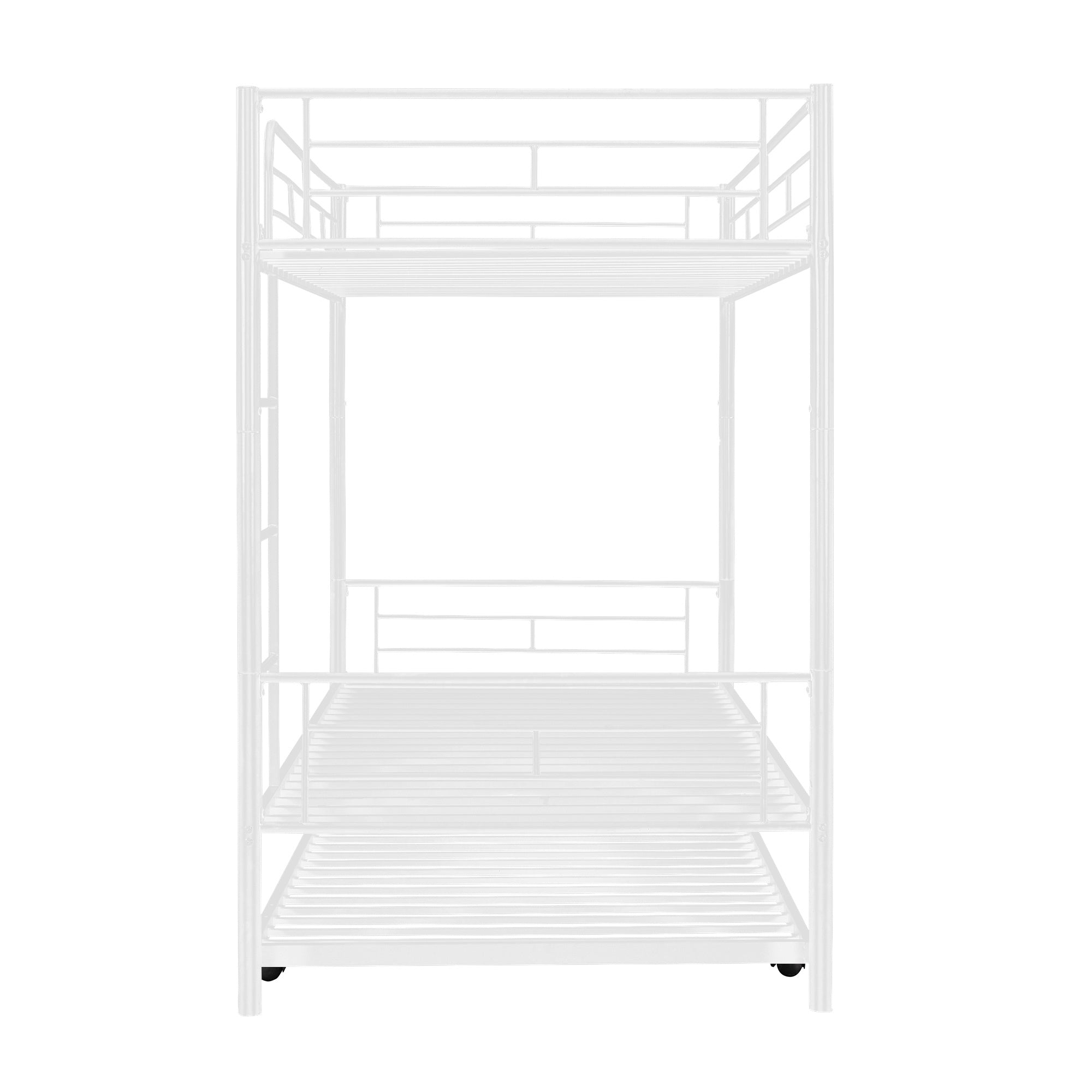 Twin-Over-Twin Metal Bunk Bed With Trundle,Can be Divided into two beds,No Box Spring needed