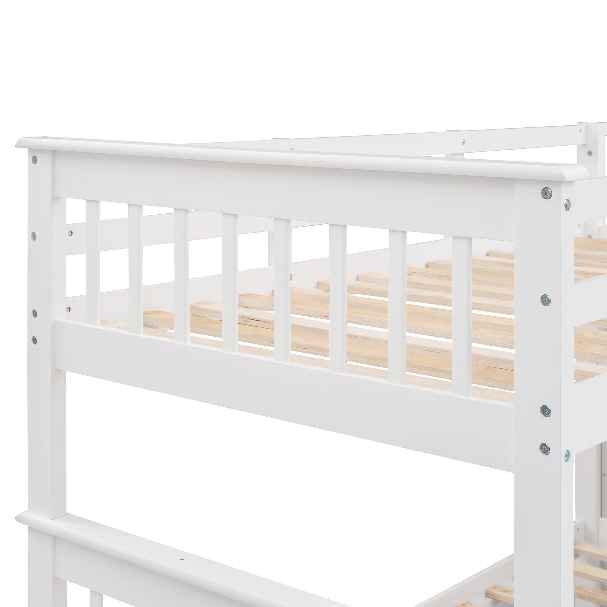 Stairway Twin-Over-Full Bunk Bed with Storage and Guard Rail for Bedroom