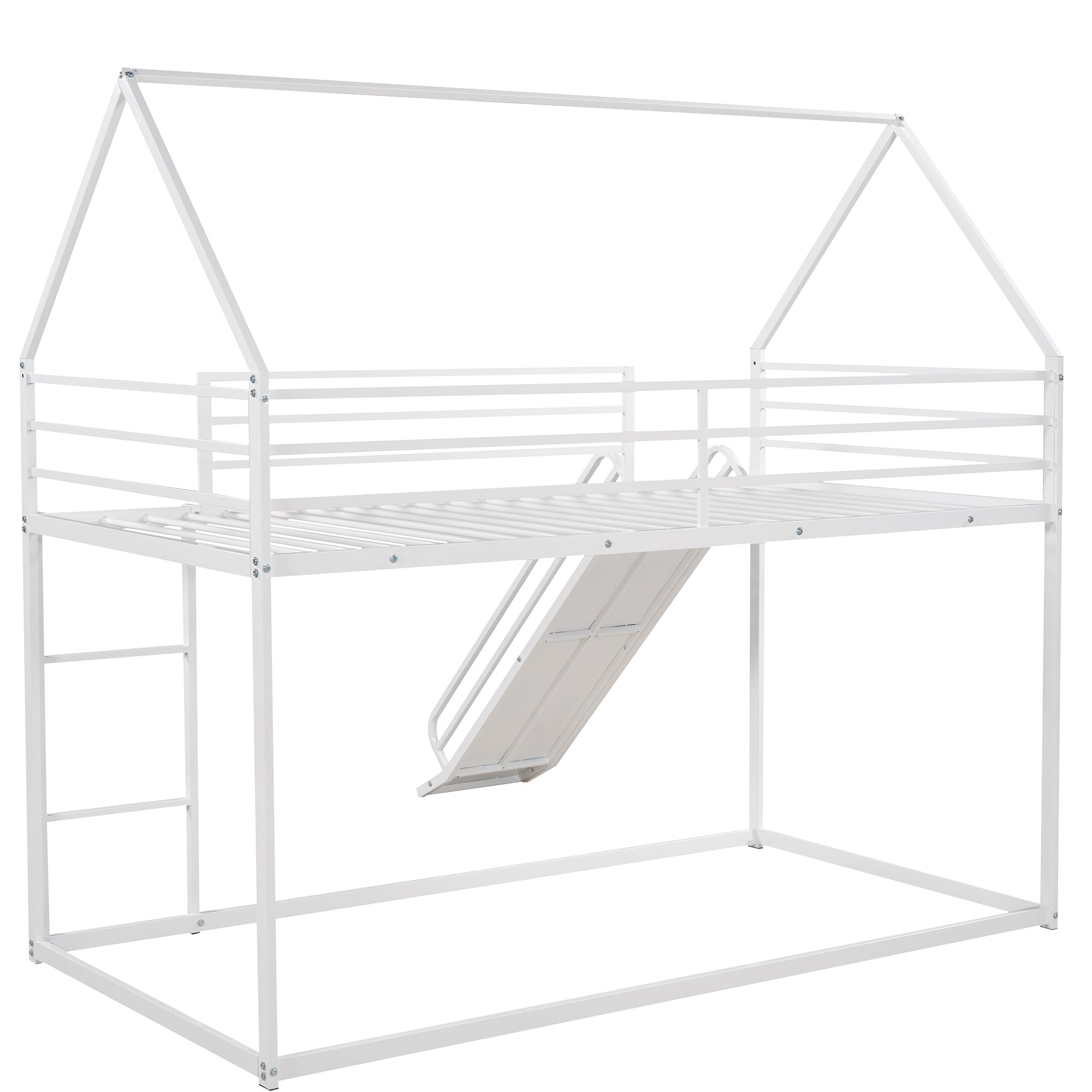 Twin over Twin House Bunk Bed with Ladder and Slide