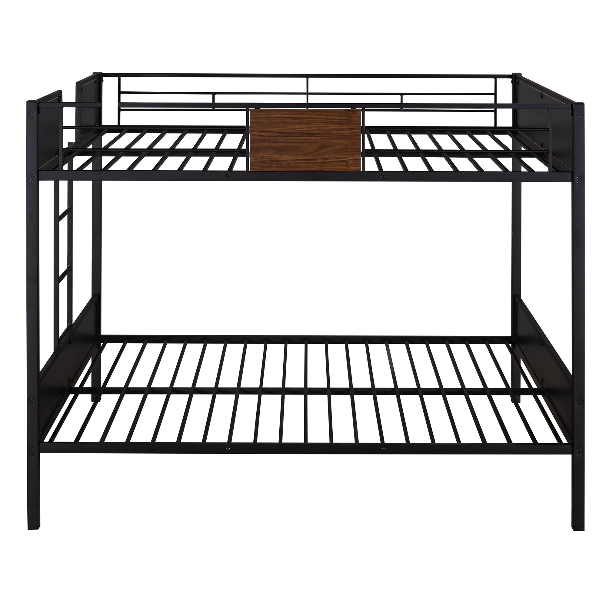 Full-Over-Full Bunk Bed Modern Style Steel Frame Bunk Bed With Safety Rail, Built-In Ladder For Bedroom, Dorm, Boys, Girls, Adults