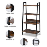 YSSOA 4-Tier Ladder Bookshelf Organizer, Rustic Brown Ladder Shelf for Home & Office, Wood Board & Metal Frame