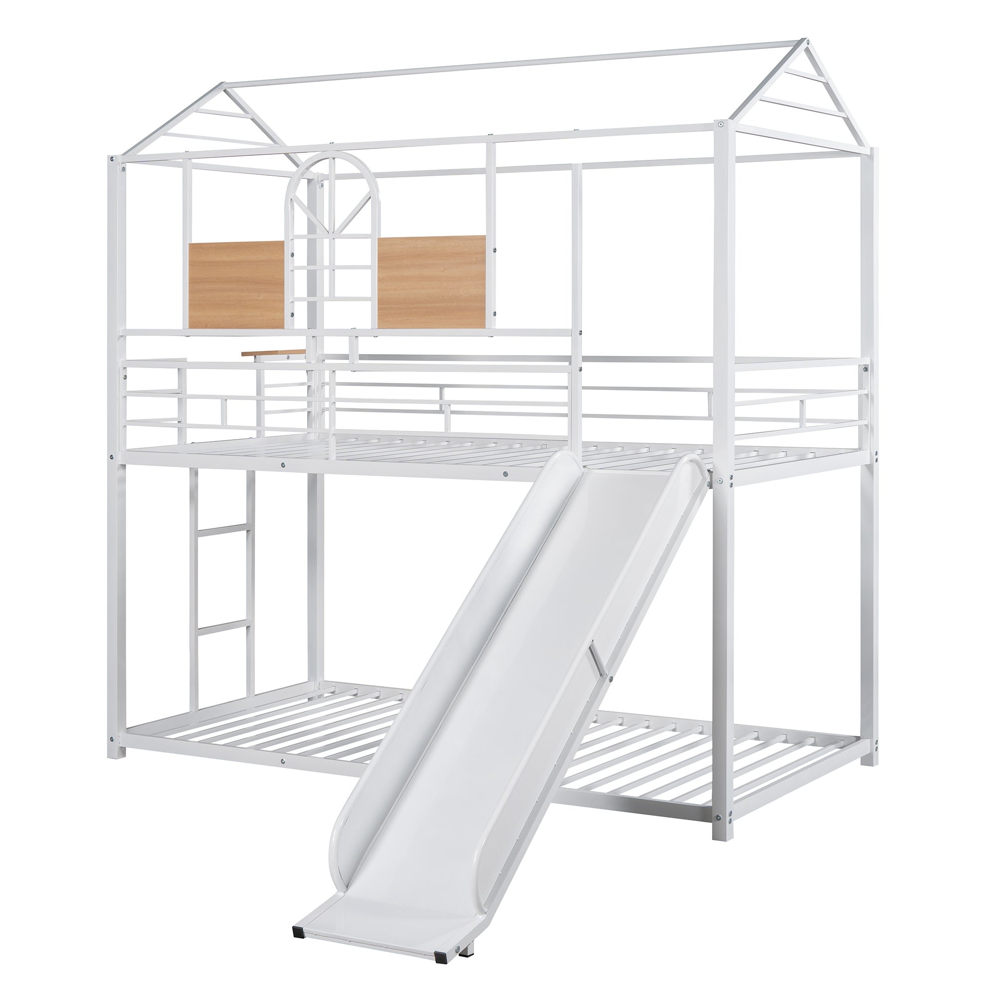 Twin Over Twin Metal Bunk Bed ,Metal Housebed With Slide