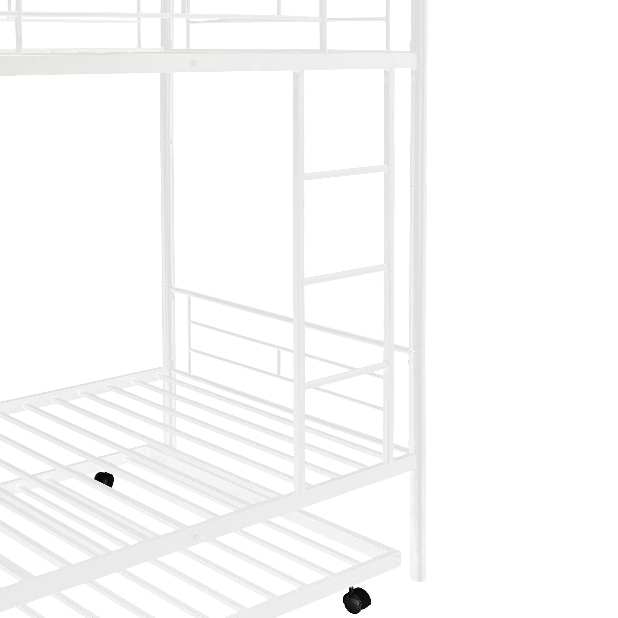 Twin-Over-Twin Metal Bunk Bed With Trundle,Can be Divided into two beds,No Box Spring needed