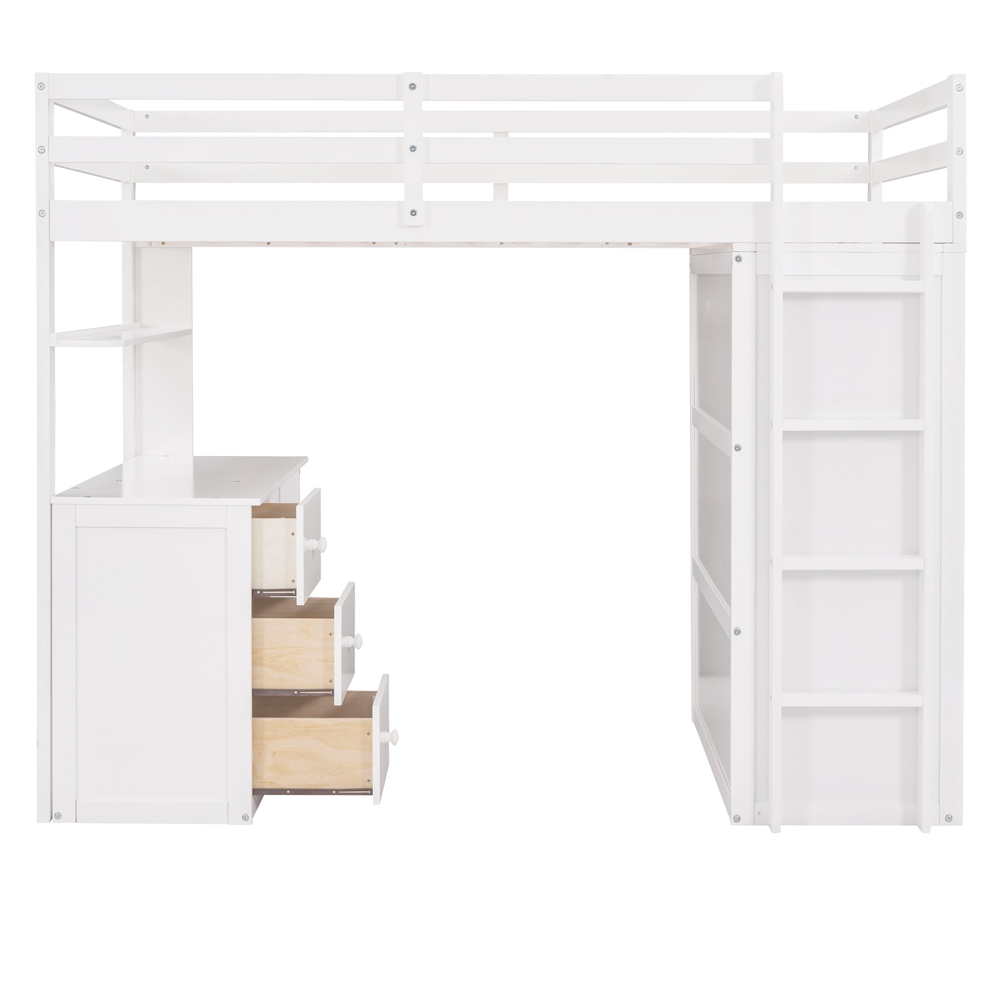 Twin size Loft Bed with Drawers,Desk,and Wardrobe