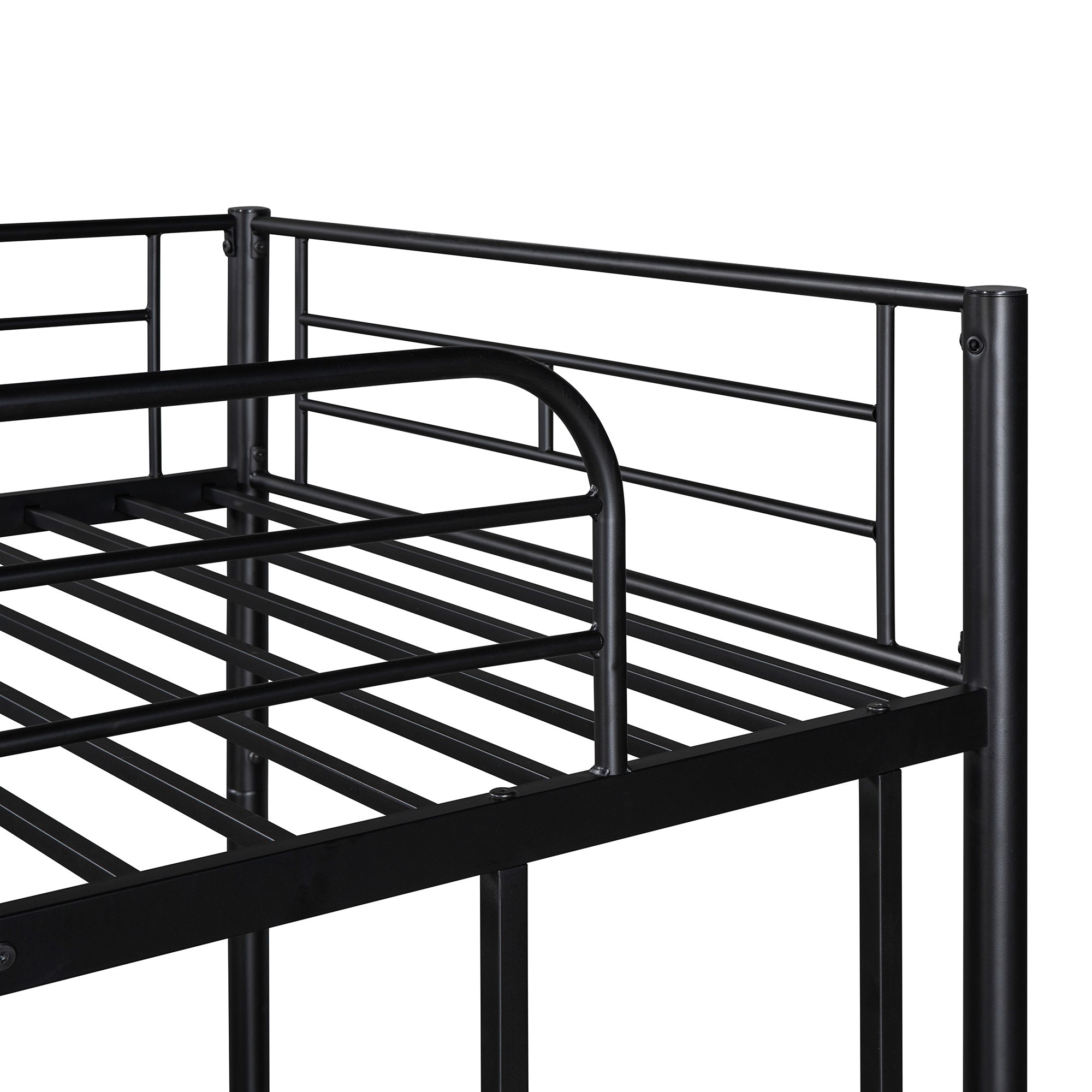 Twin-Over-Twin Metal Bunk Bed With Trundle,Can be Divided into two beds,No Box Spring needed