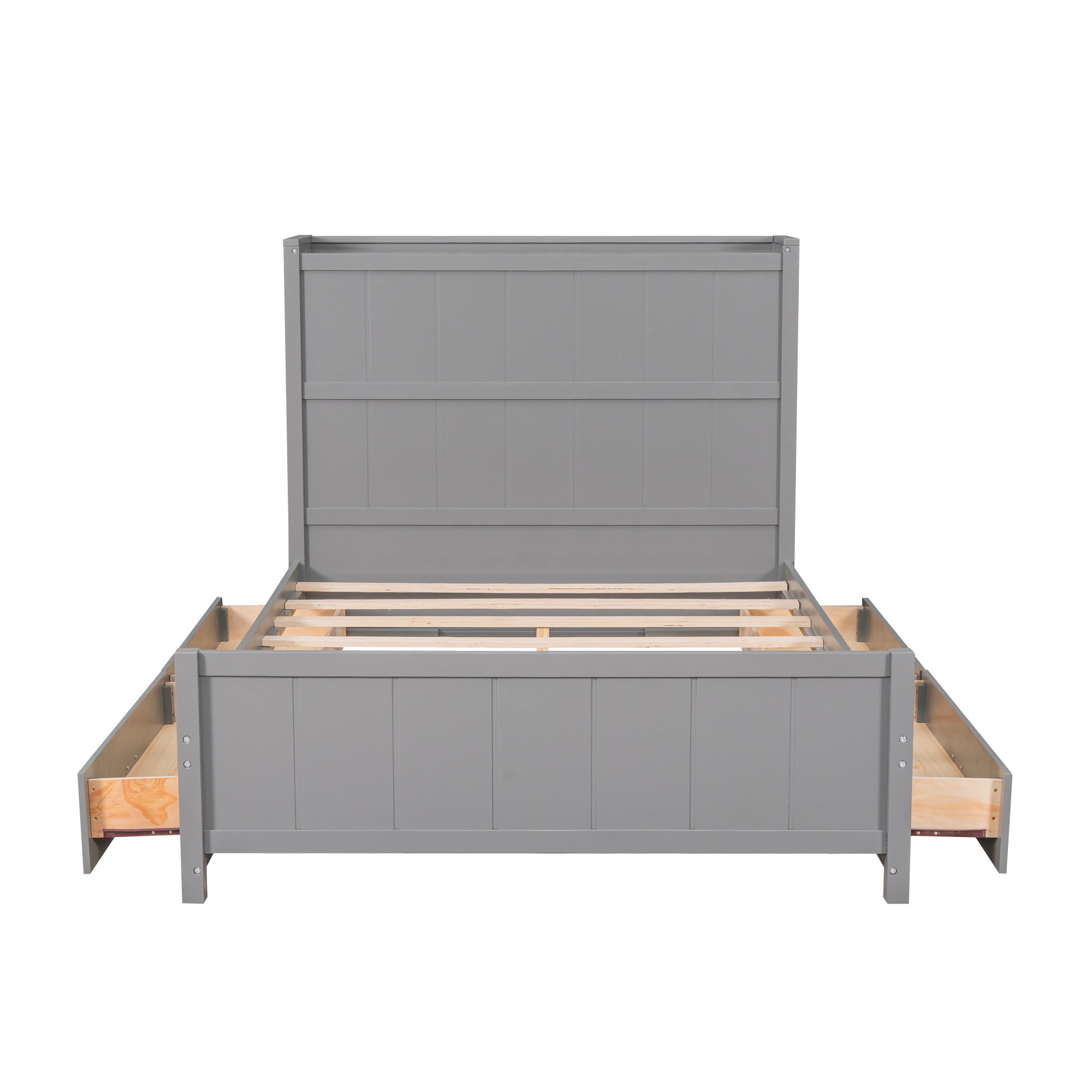 Full Size Platform Bed with Drawers and Storage Shelves