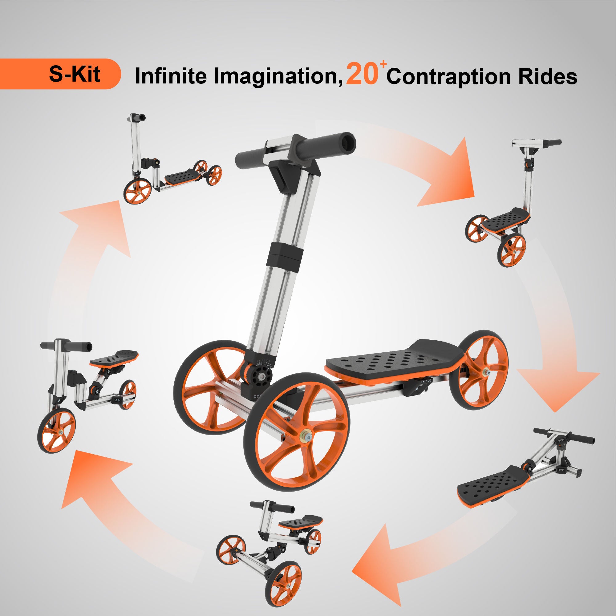 KidRock Constructible Kit 20 in 1 Kids Balance Bike No Pedals Toys for 1 to 4 Year Old Engineering Building Kit Kids Sit/Stand Scooter Most Popular S-Kit (Not Electric)