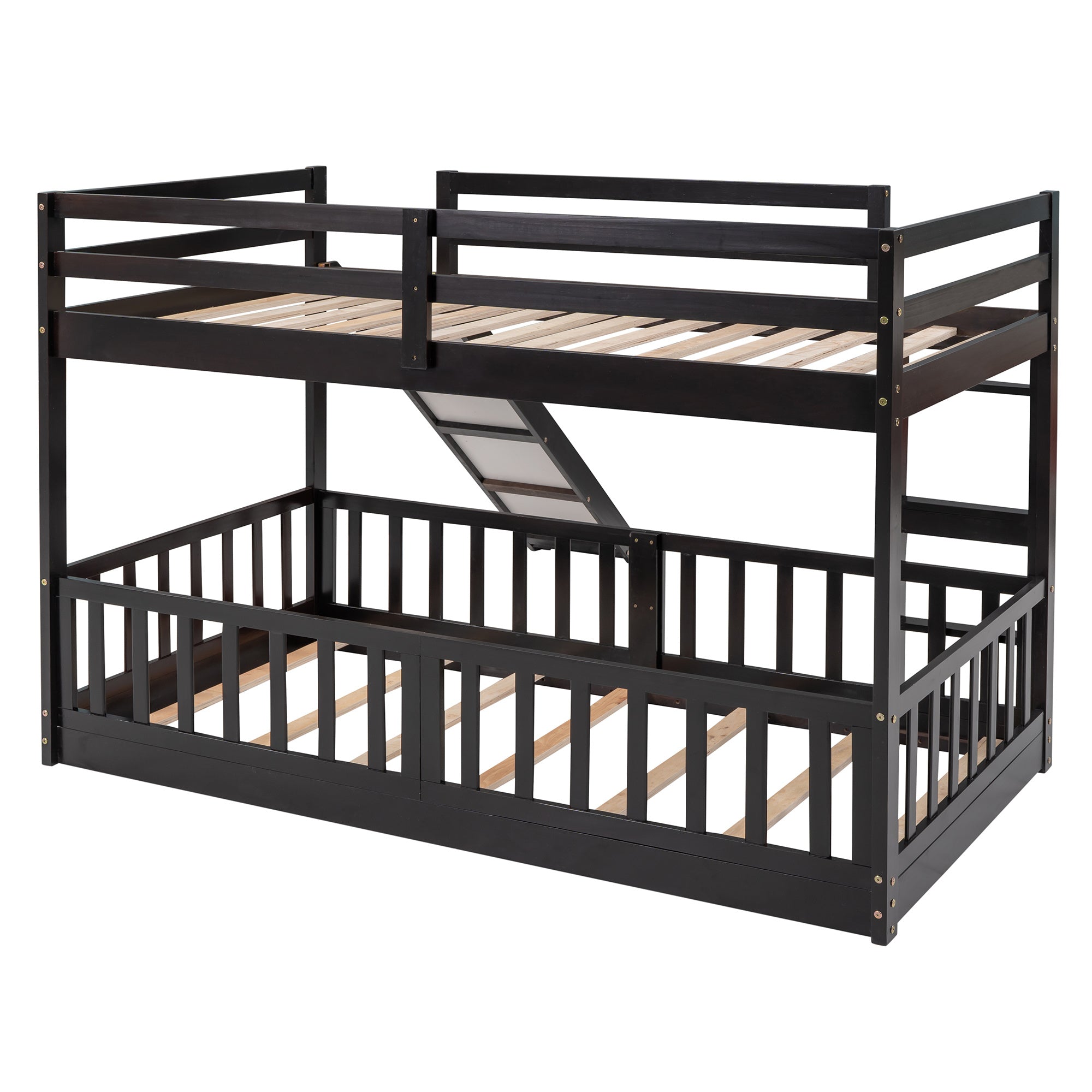 Twin Over Twin Bunk Bed with Slide and Ladder