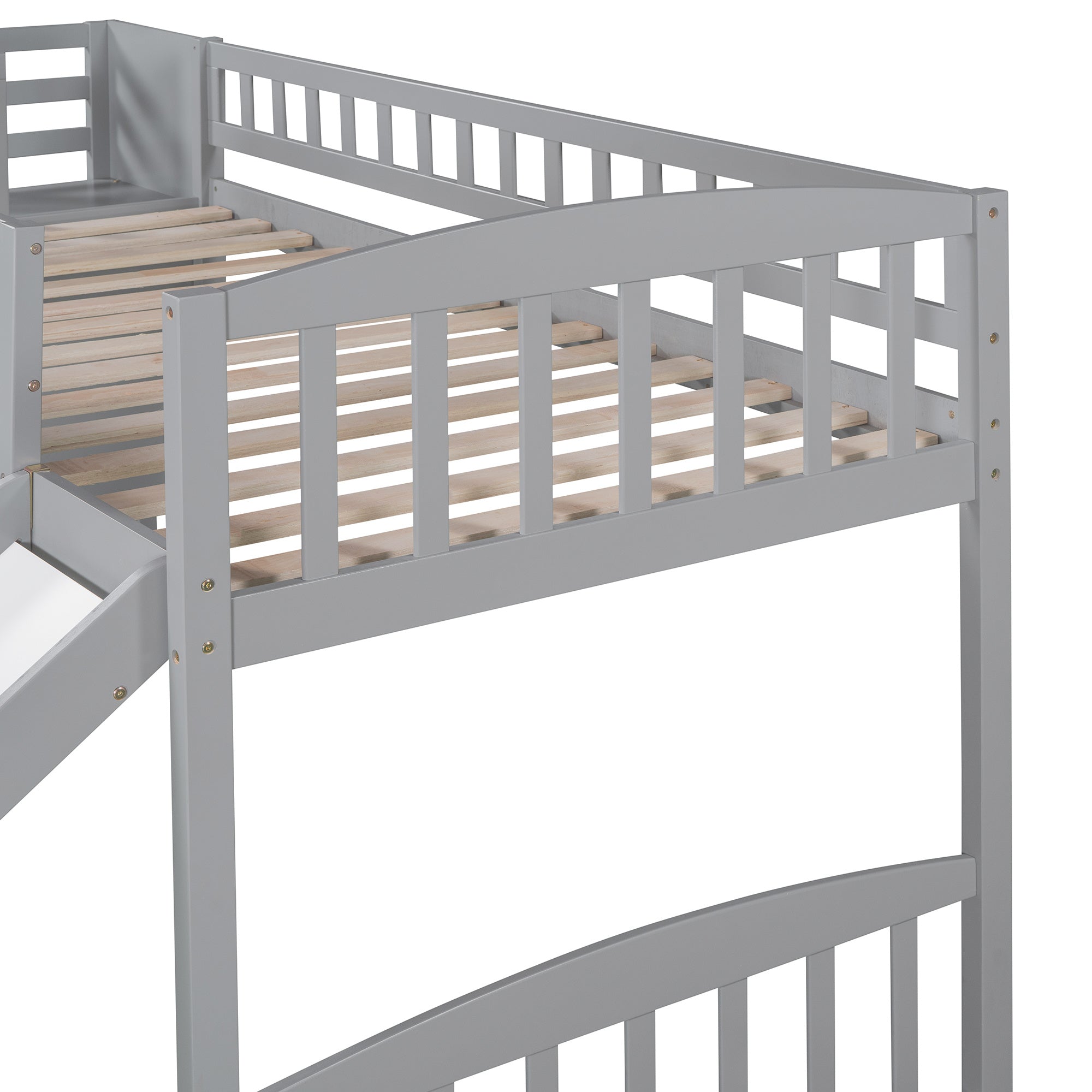 Stairway Twin Size Loft Bed with Two Drawers and Slide