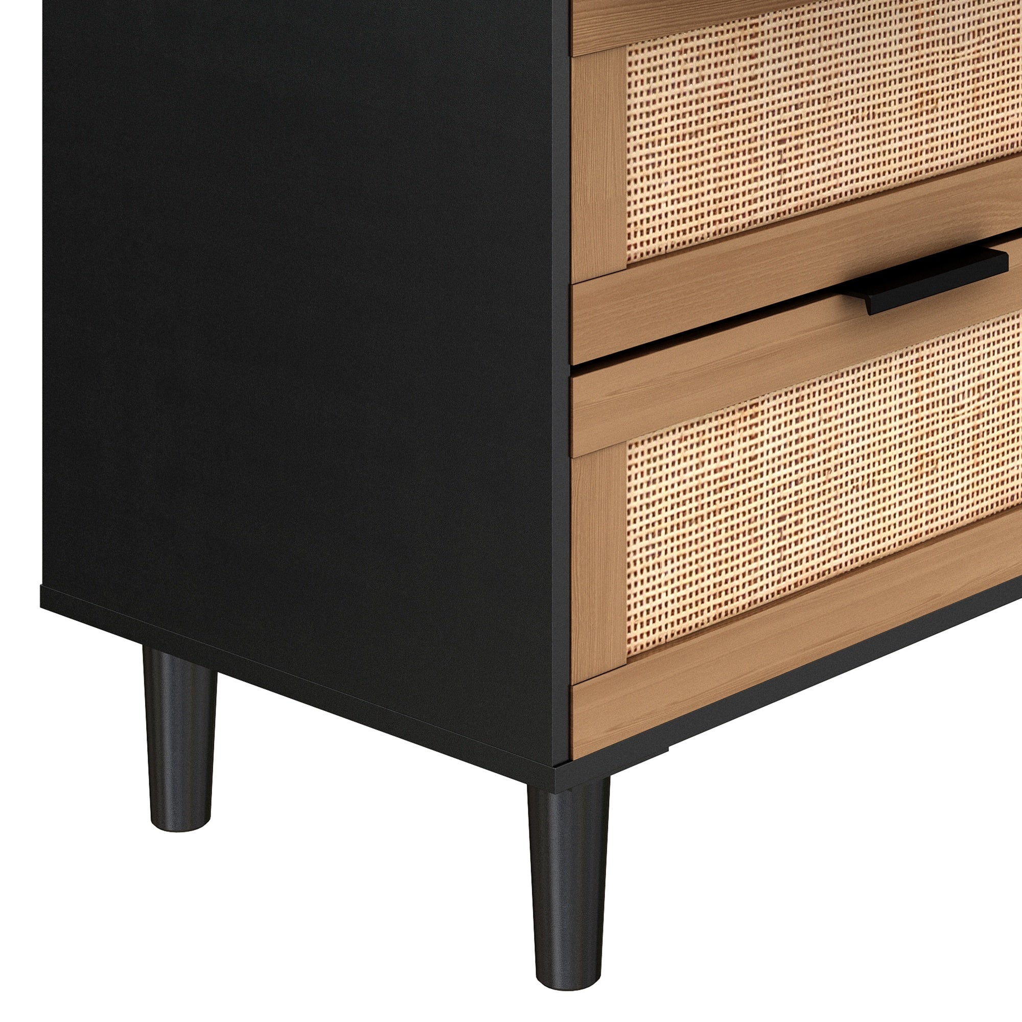 6 drawers Rattan dresser Rattan Drawer, Bedroom,Living Room (Black)