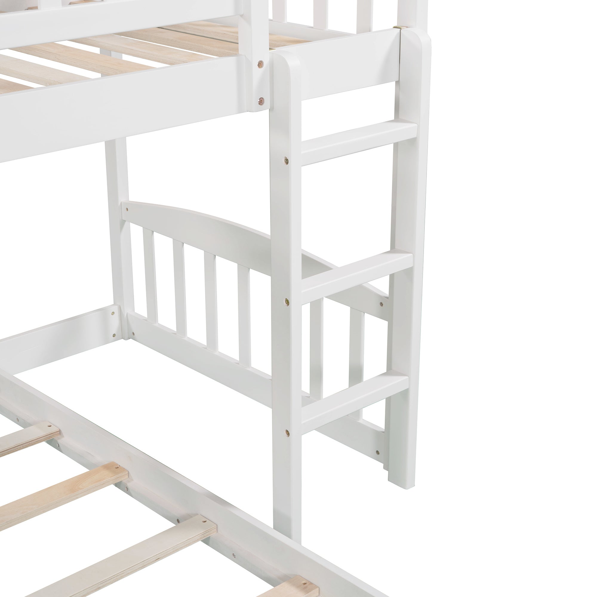 Stairway Twin over Twin Bunk Bed with Two Drawers and Slide