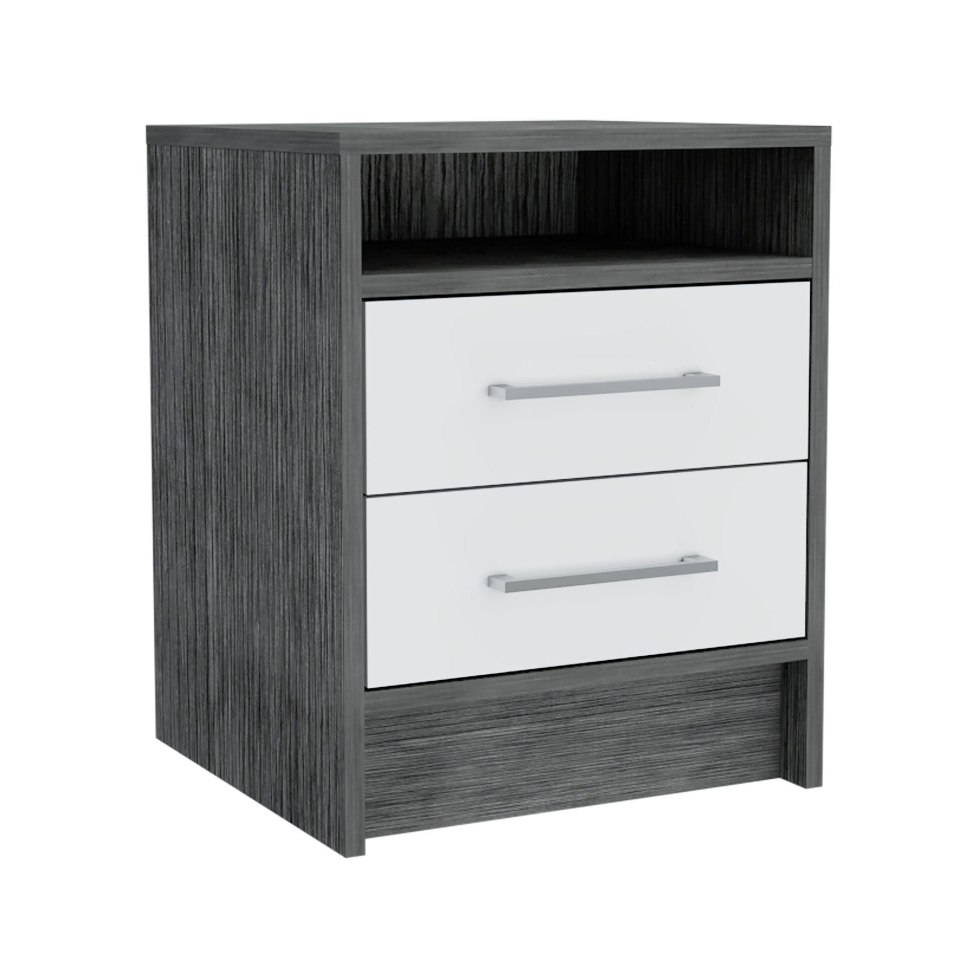 Rowley 2-Drawer 1-Shelf Rectangle Nightstand Smokey Oak and White