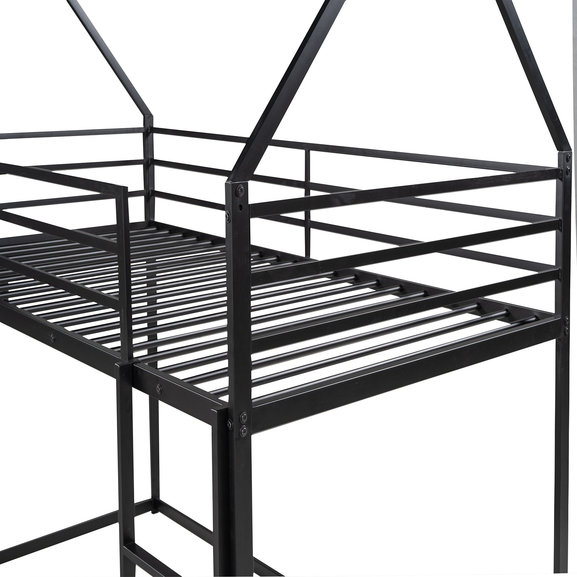 Twin over Twin House Bunk Bed with Ladder and Slide