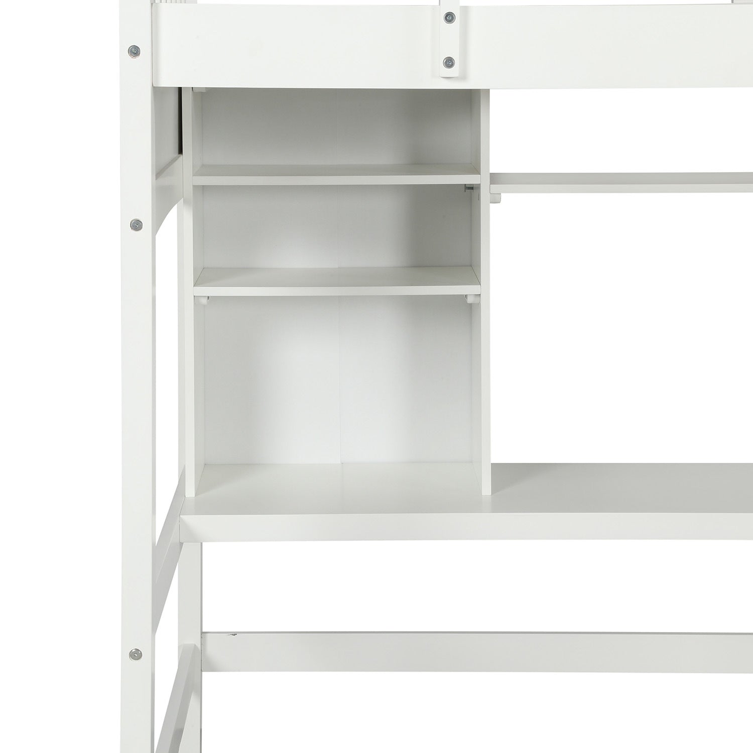 Twin size Loft Bed with Storage Shelves;  Desk and Ladder