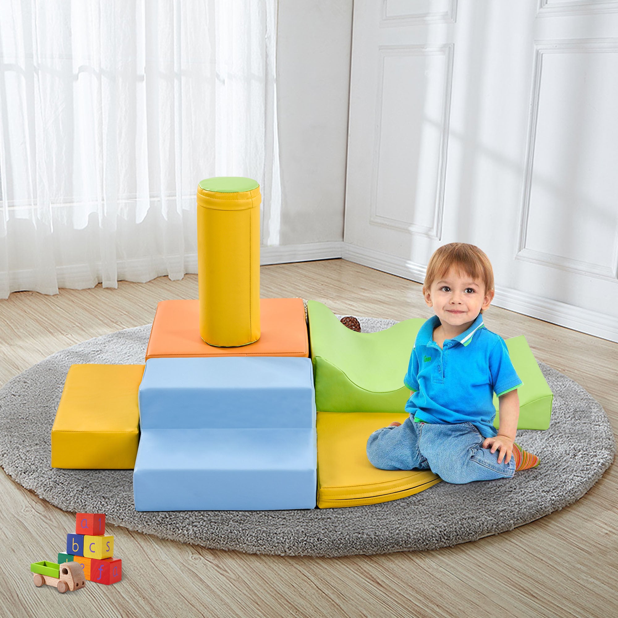 Soft Climb and Crawl Foam Playset 6 in 1, Soft Play Equipment Climb and Crawl Playground for Kids, Kids Crawling and Climbing Indoor Active Play Structure