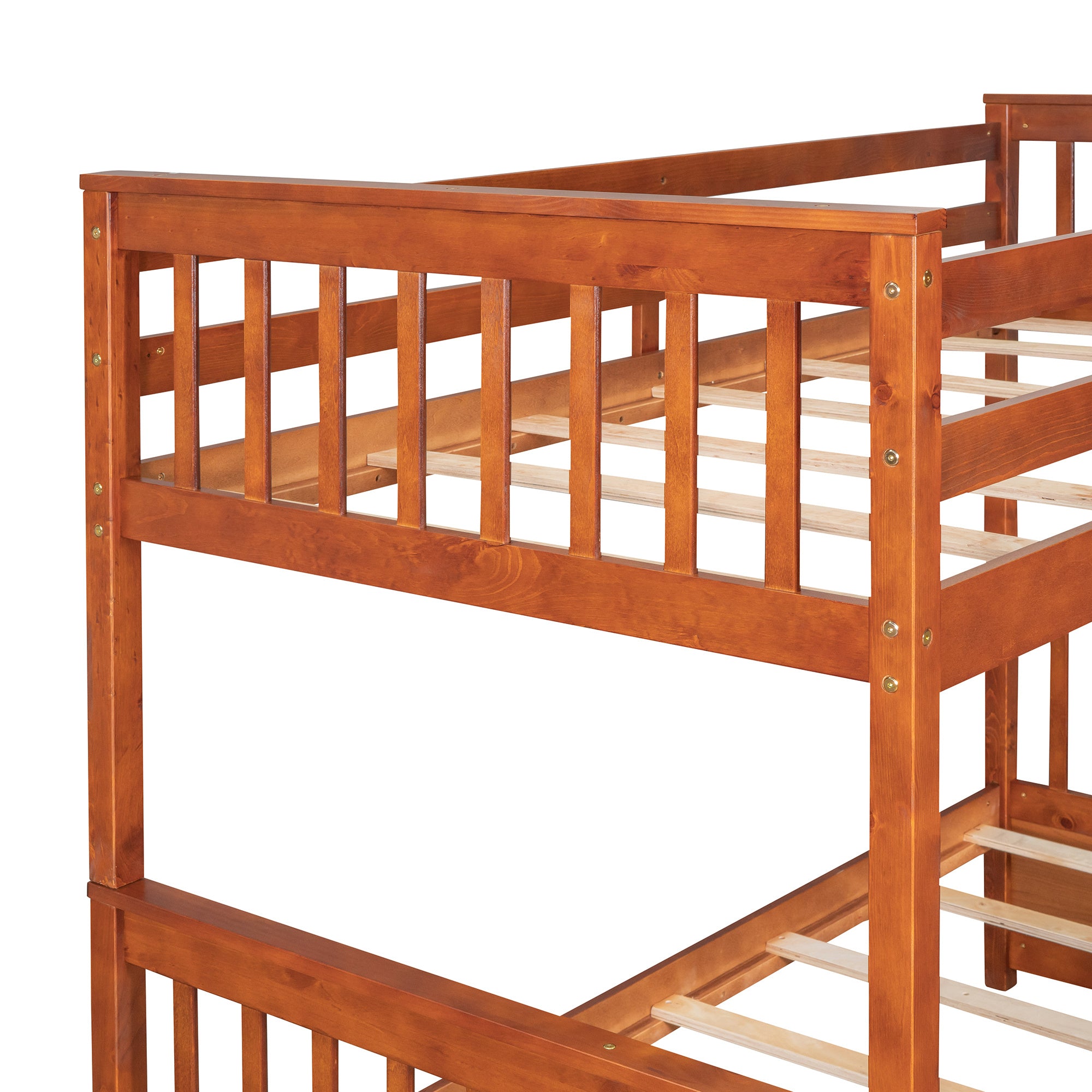 Twin-Over-Full Bunk Bed with Ladders and Two Storage Drawers