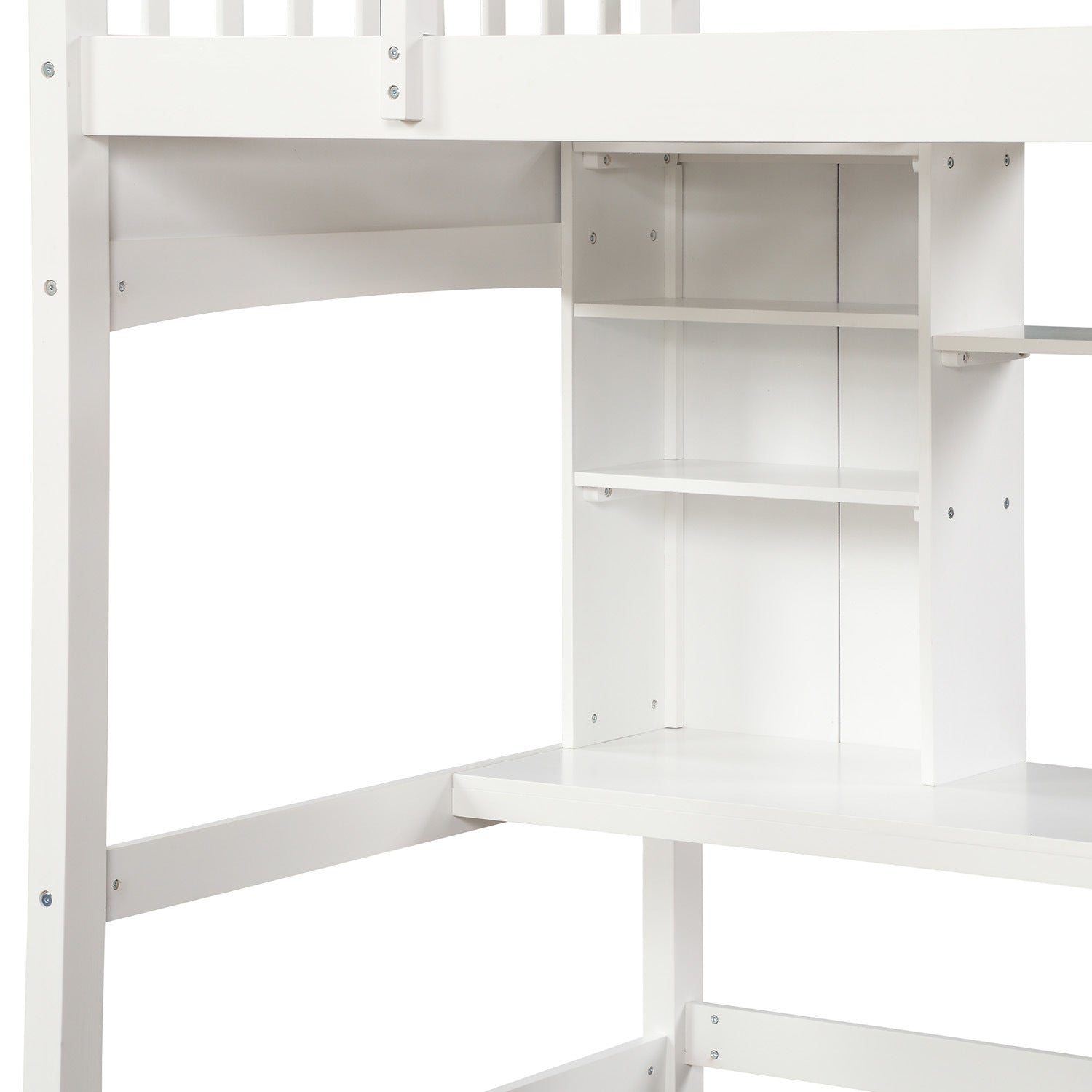 Twin size Loft Bed with Storage Shelves;  Desk and Ladder