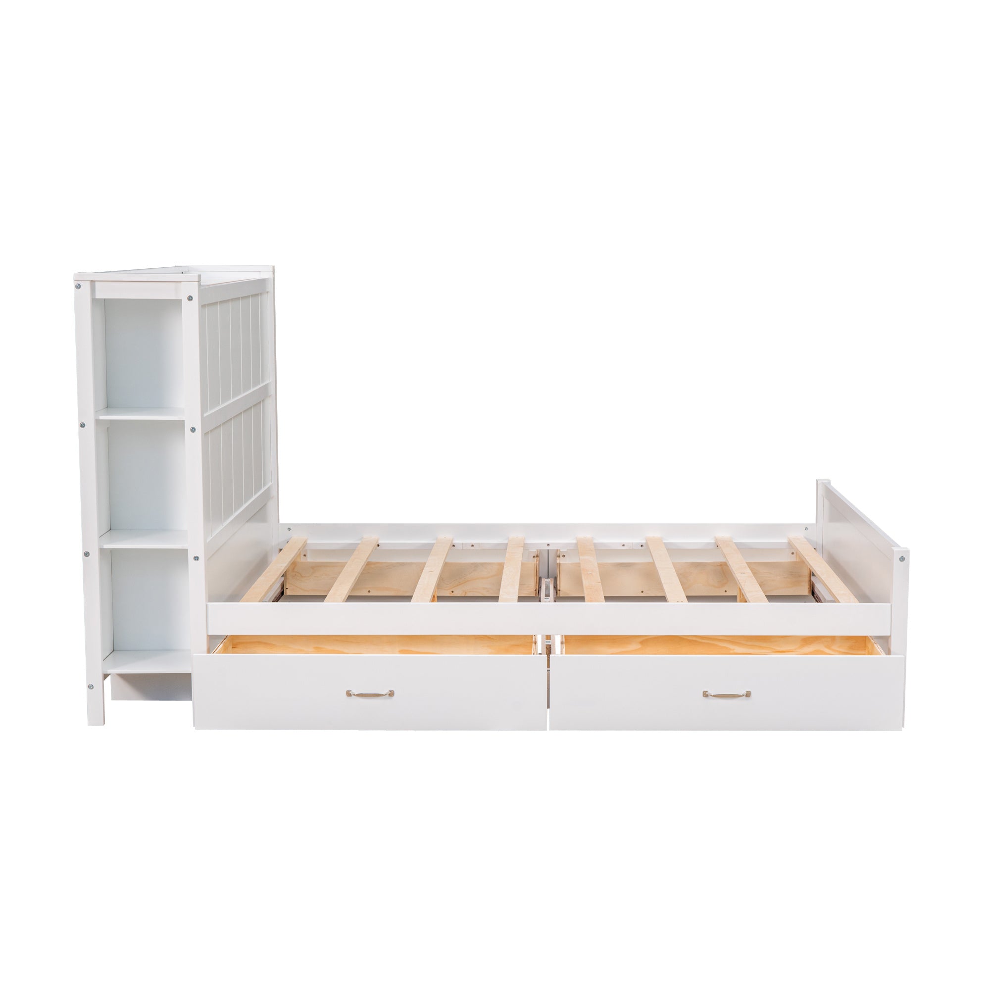 Full Size Platform Bed with Drawers and Storage Shelves