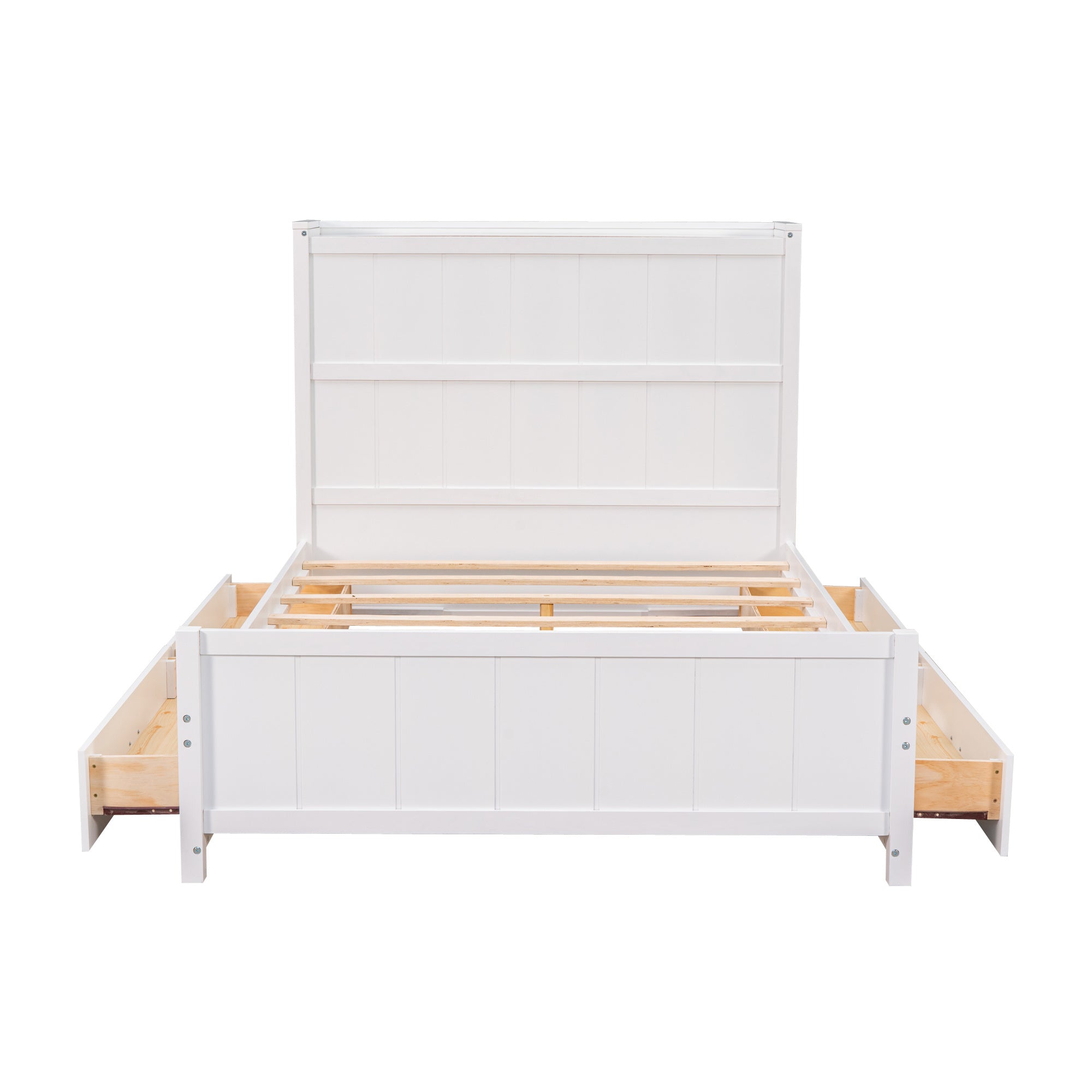 Full Size Platform Bed with Drawers and Storage Shelves