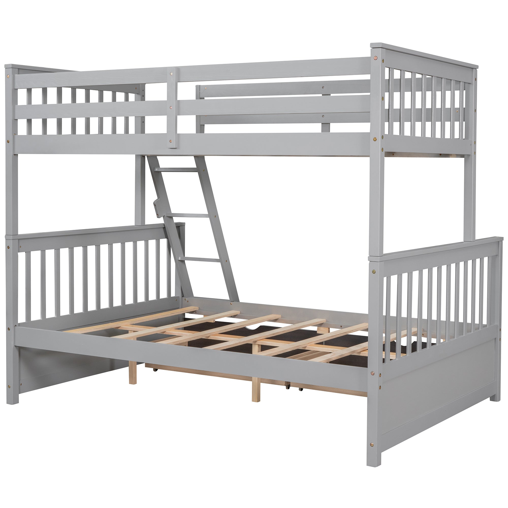 Twin-Over-Full Bunk Bed with Ladders and Two Storage Drawers