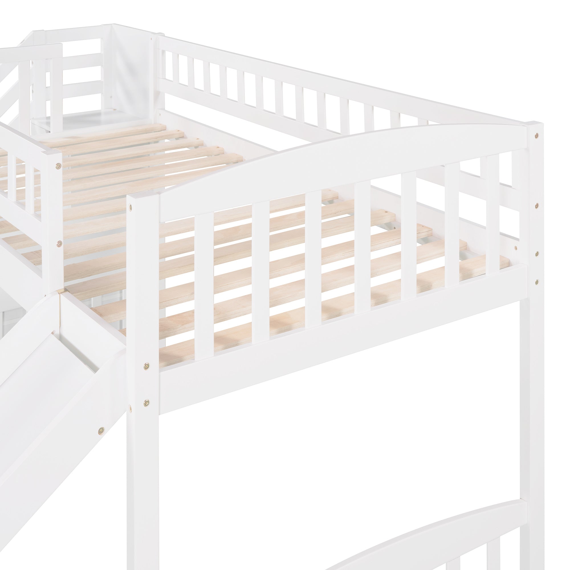 Stairway Twin Size Loft Bed with Two Drawers and Slide