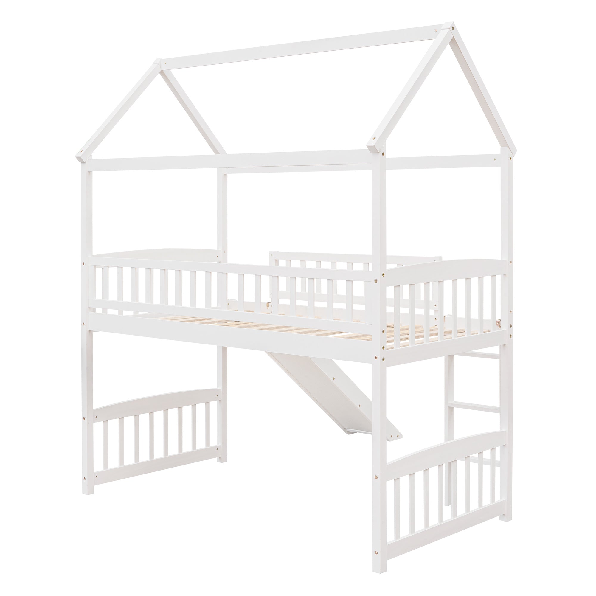 Twin Loft Bed with Slide;  House Bed with Slide