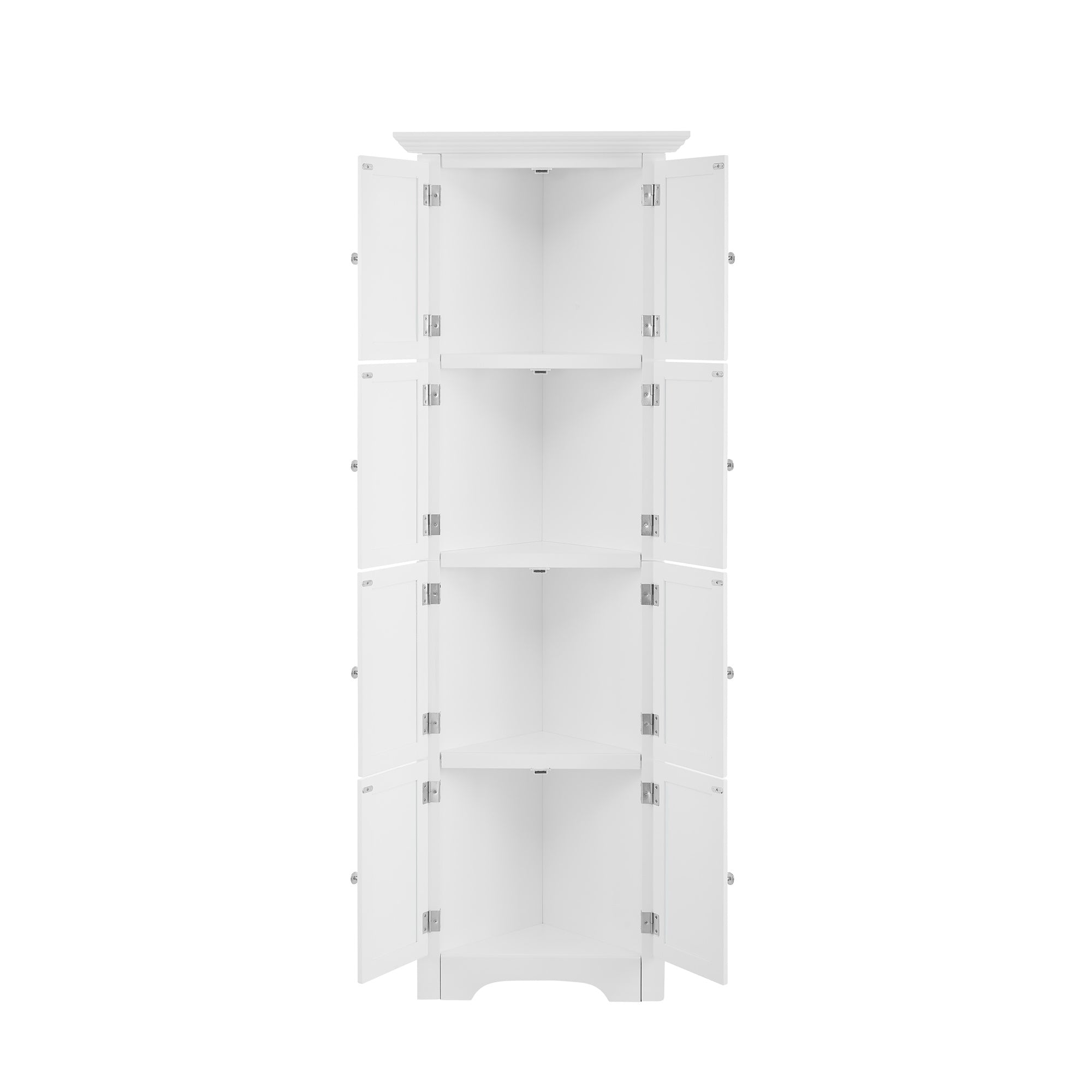 Tall Storage Cabinet with Doors and 4 Shelves for Living Room, Kitchen, Office, Bedroom, Bathroom, Modern, White