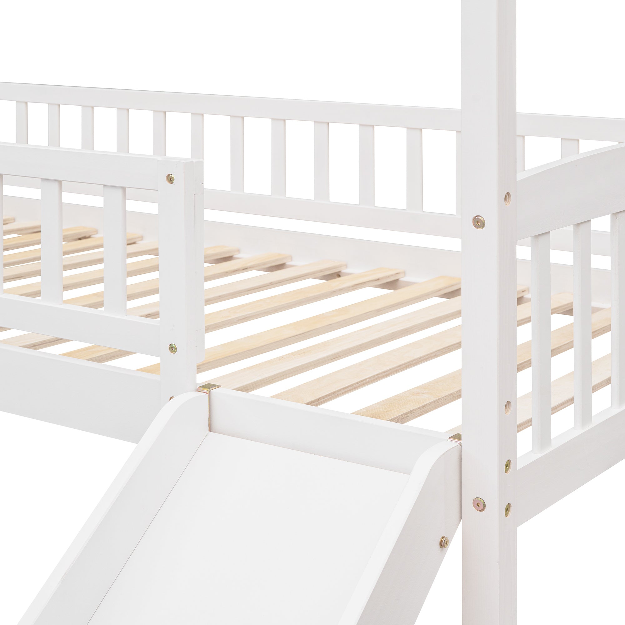 Twin Loft Bed with Slide;  House Bed with Slide