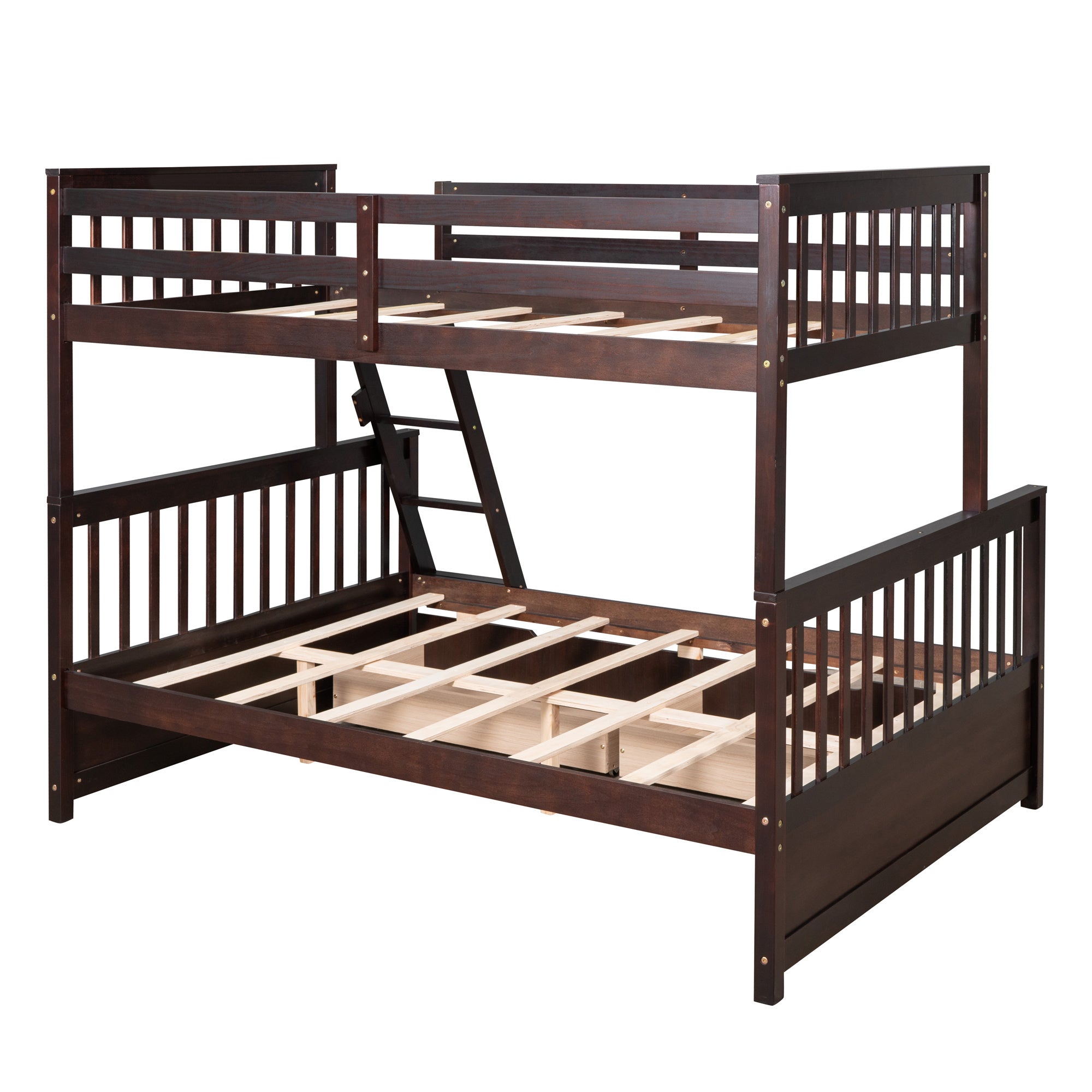 Twin-Over-Full Bunk Bed with Ladders and Two Storage Drawers