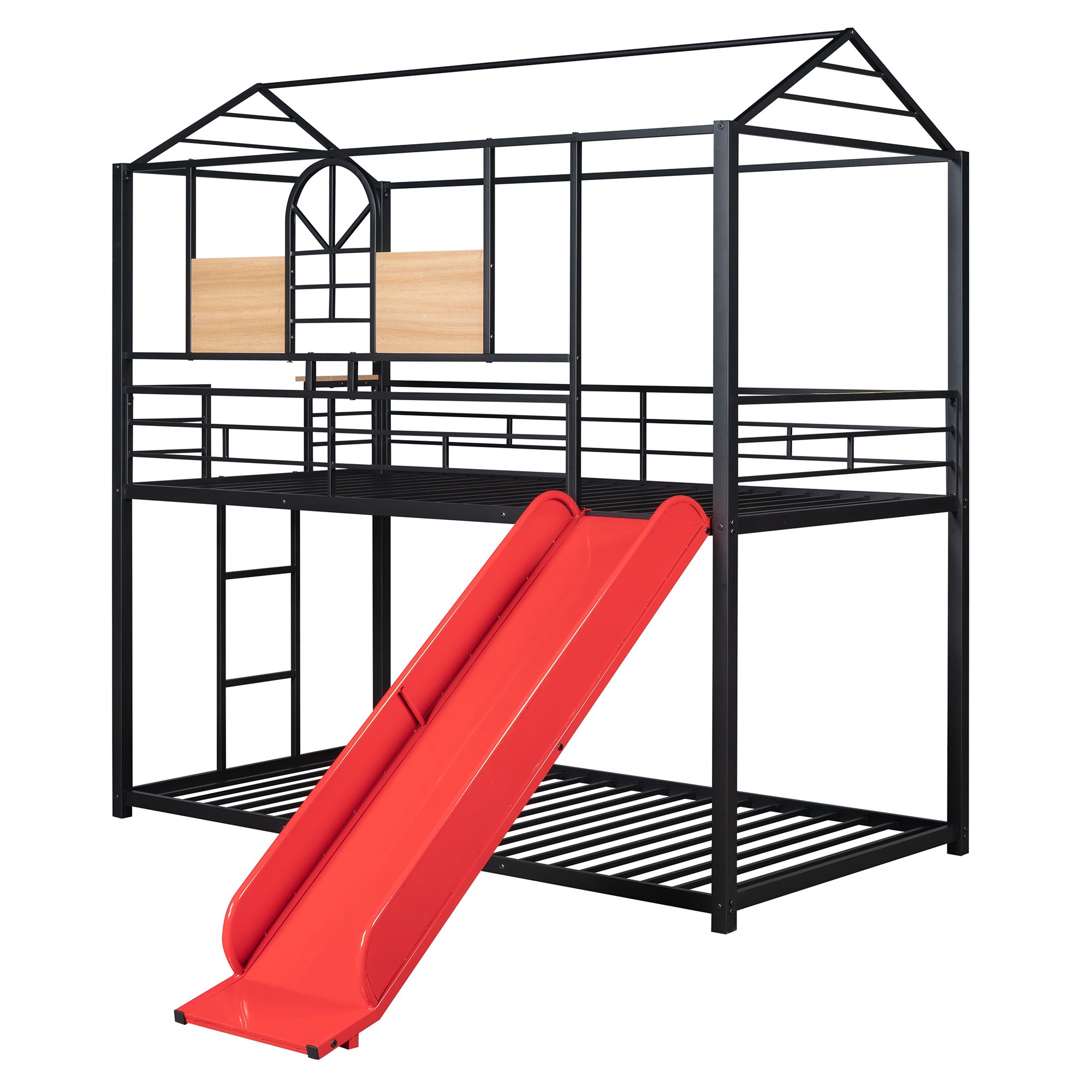 Twin Over Twin Metal Bunk Bed ,Metal Housebed With Slide