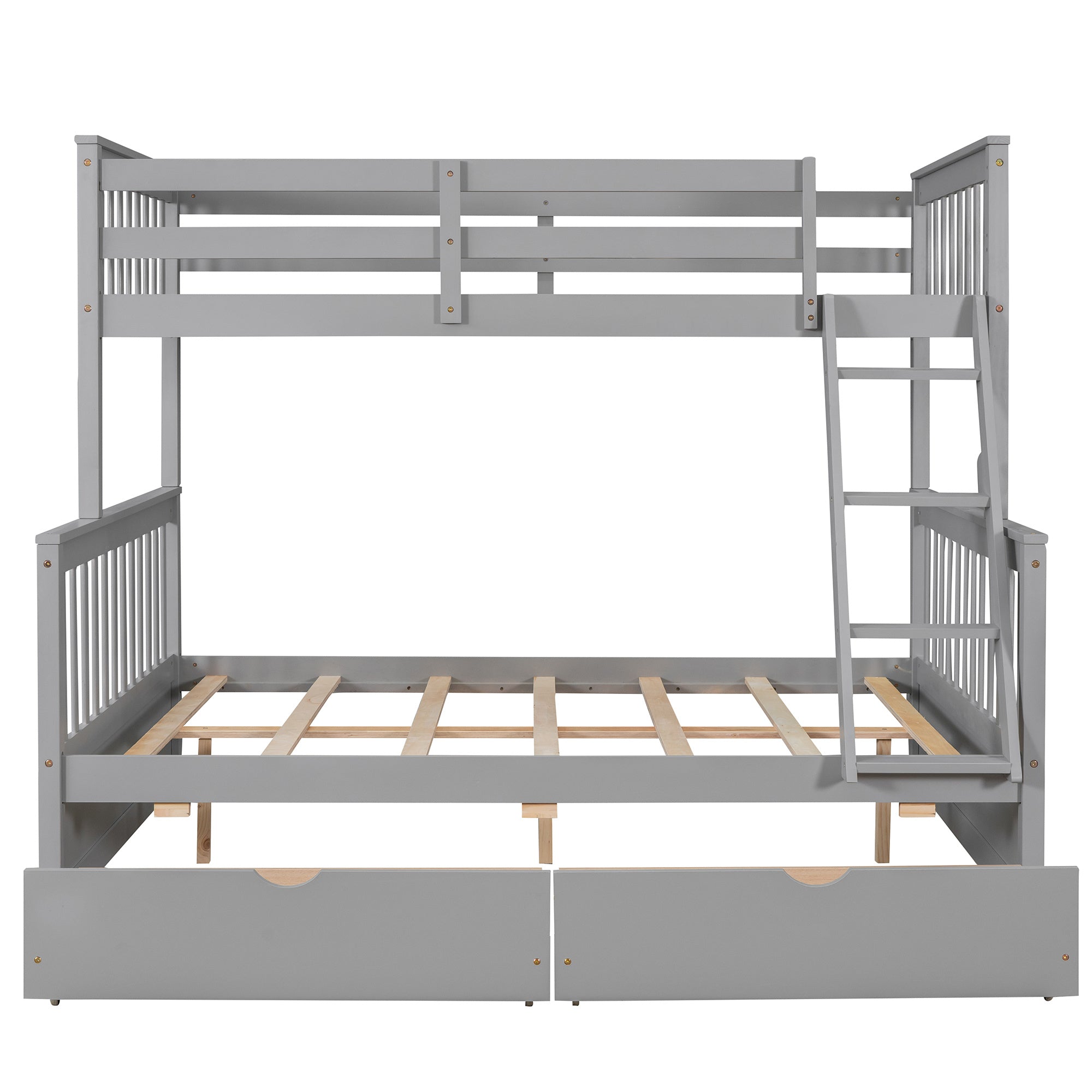 Twin-Over-Full Bunk Bed with Ladders and Two Storage Drawers