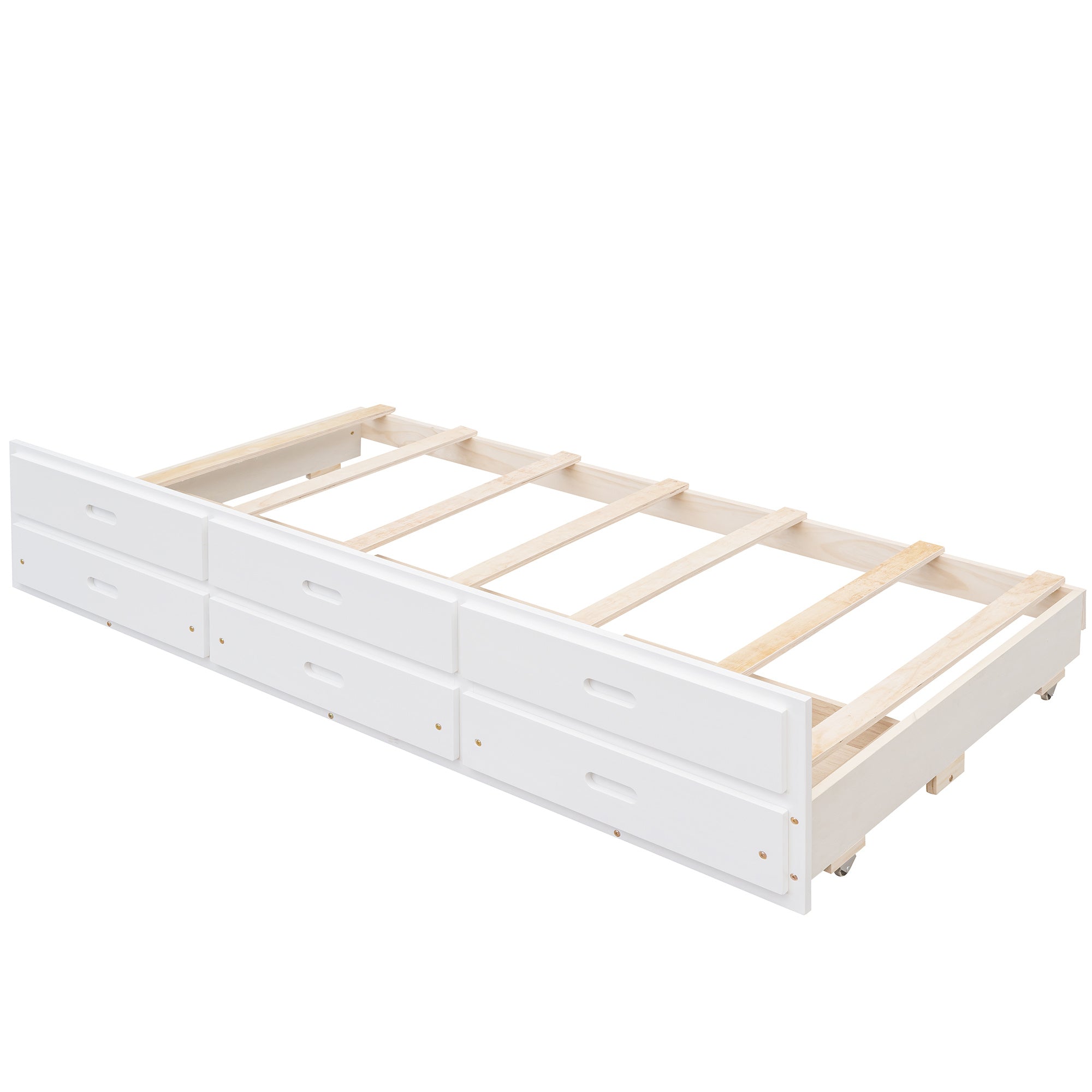 Twin-Over-Full Bunk Bed with Twin size Trundle ;  Separable Bunk Bed with Drawers for Bedroom