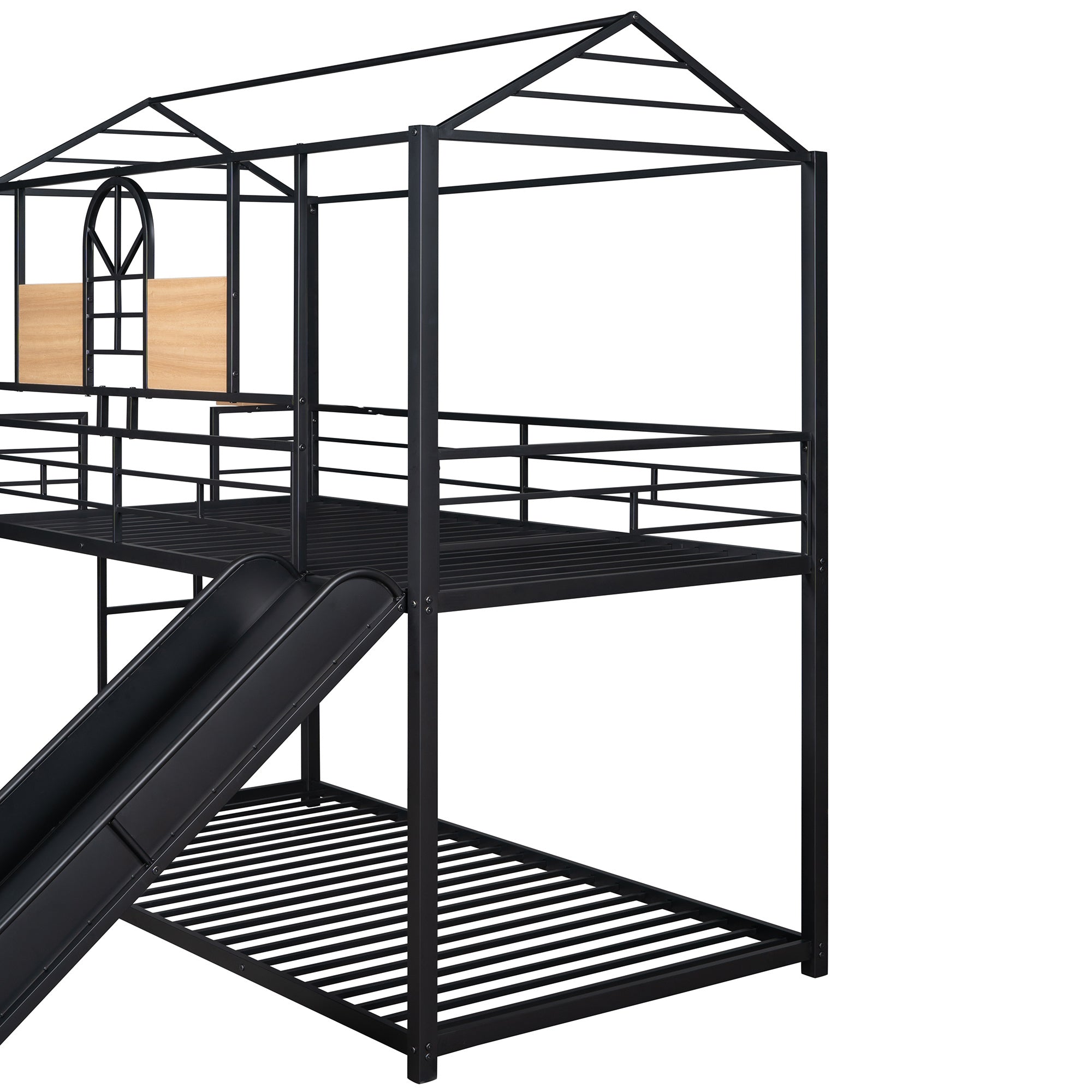 Twin Over Twin Metal Bunk Bed ,Metal Housebed With Slide