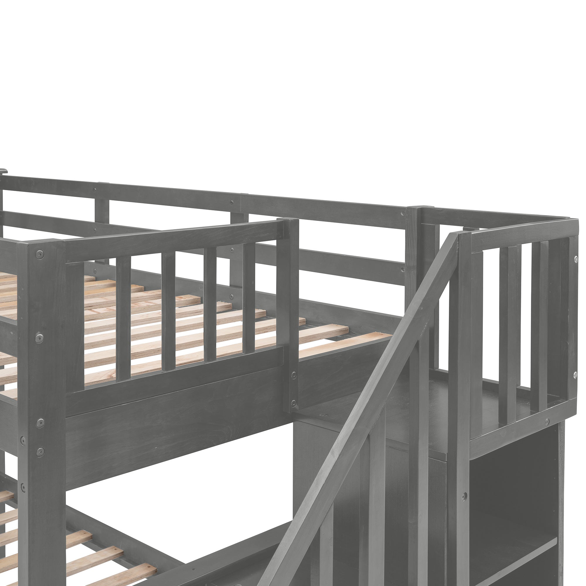 Stairway Twin-Over-Full Bunk Bed with Drawer;  Storage and Guard Rail for Bedroom;  Dorm;  for Adults