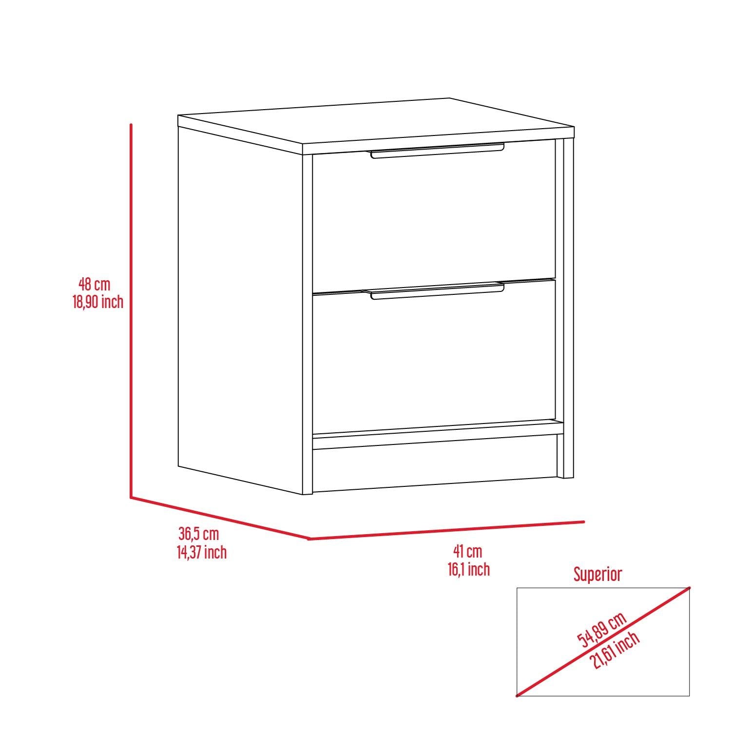 Cannon 2-Drawer Nightstand Smokey Oak and White