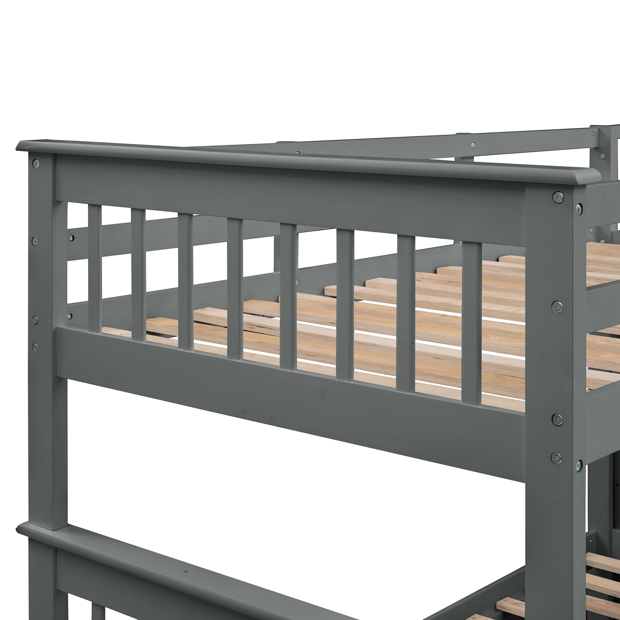 Stairway Twin-Over-Full Bunk Bed with Storage and Guard Rail for Bedroom