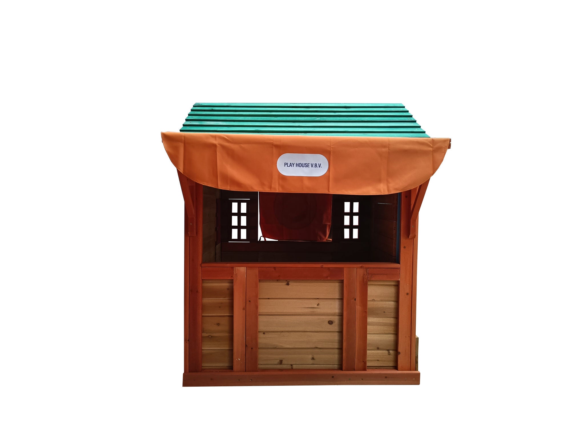 Eco-friendly Outdoor Wooden 4-in-1 Game House for kids garden playhouse with different games on every surface,Solid wood,61.4"Lx45.98'Wx64.17H