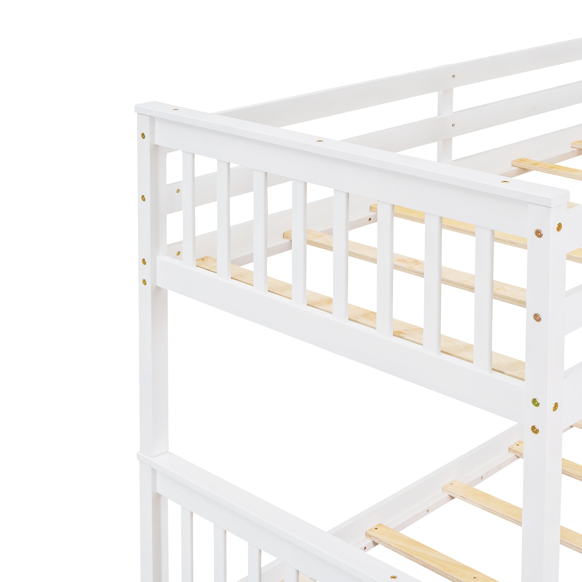 Twin-Over-Full Bunk Bed with Ladders and Two Storage Drawers